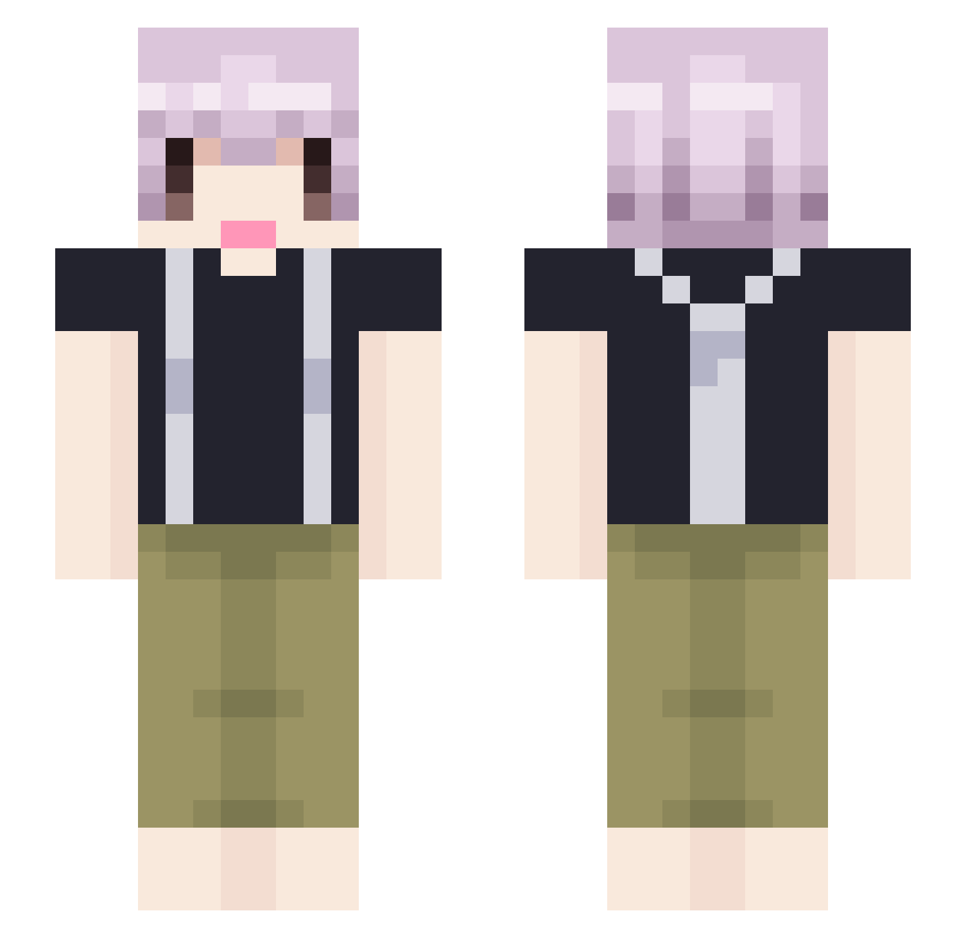 xV10let Minecraft skin, front and back view