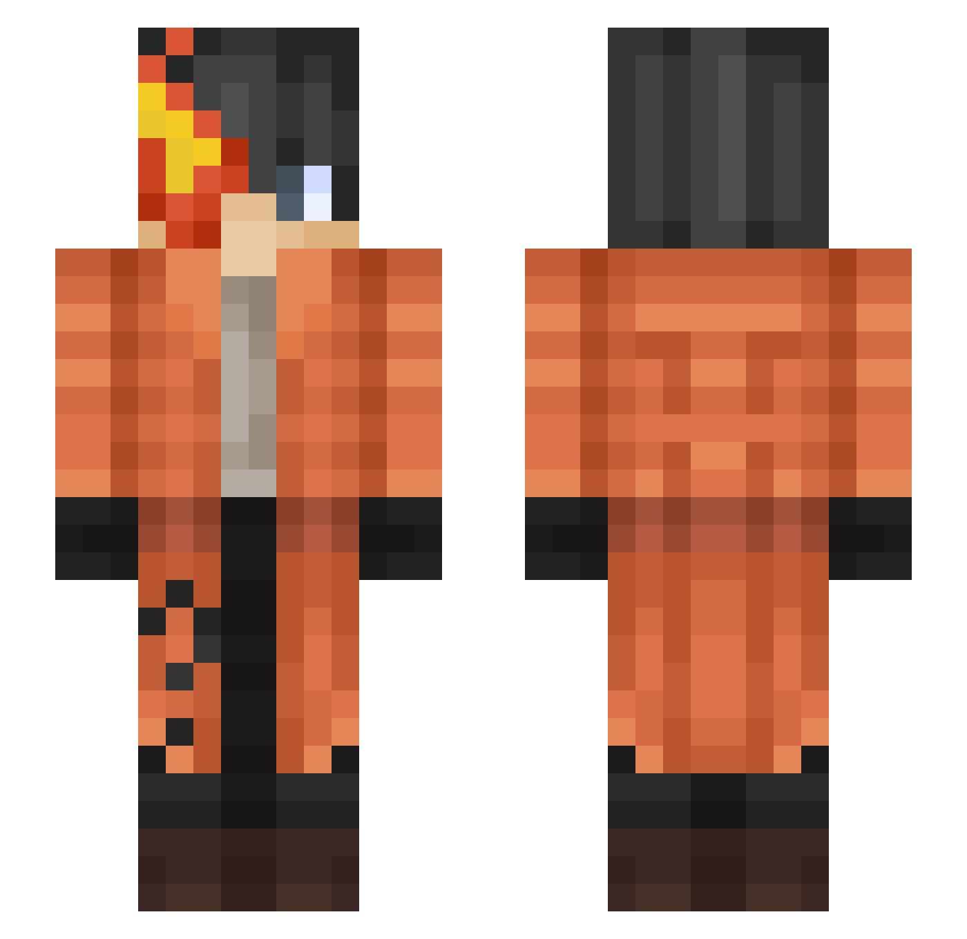 Migztery Minecraft skin, front and back view