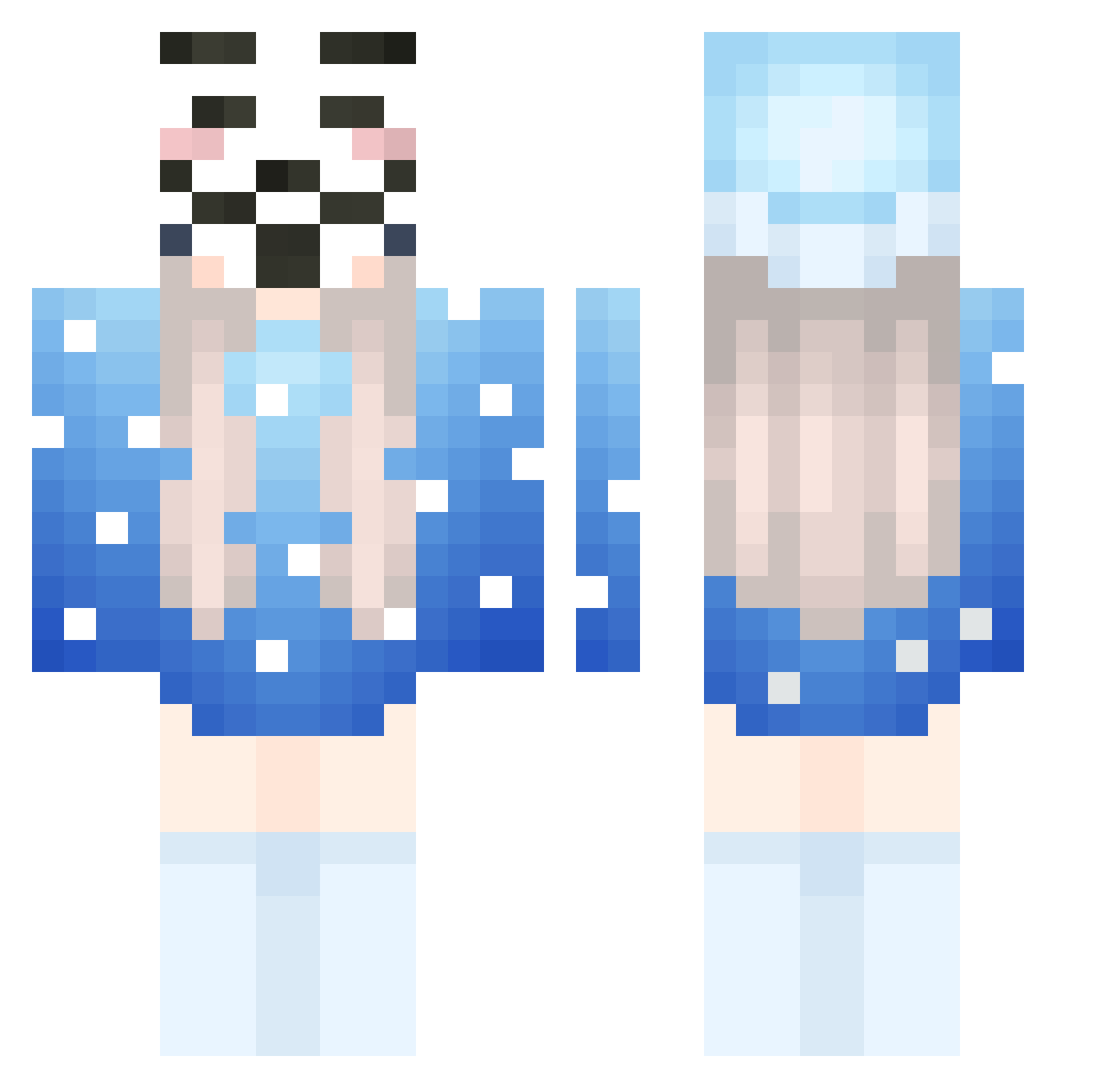 BlackpillBrutal Minecraft skin, front and back view
