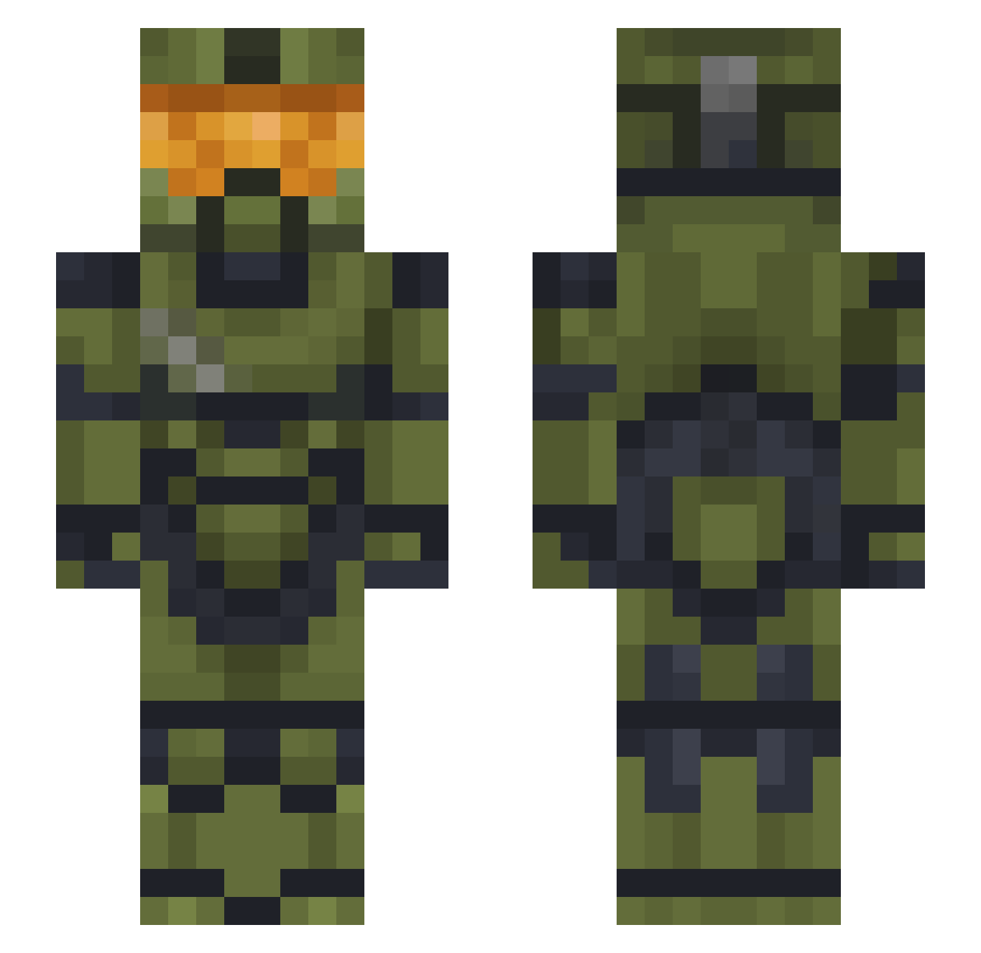 Crrux Minecraft skin, front and back view