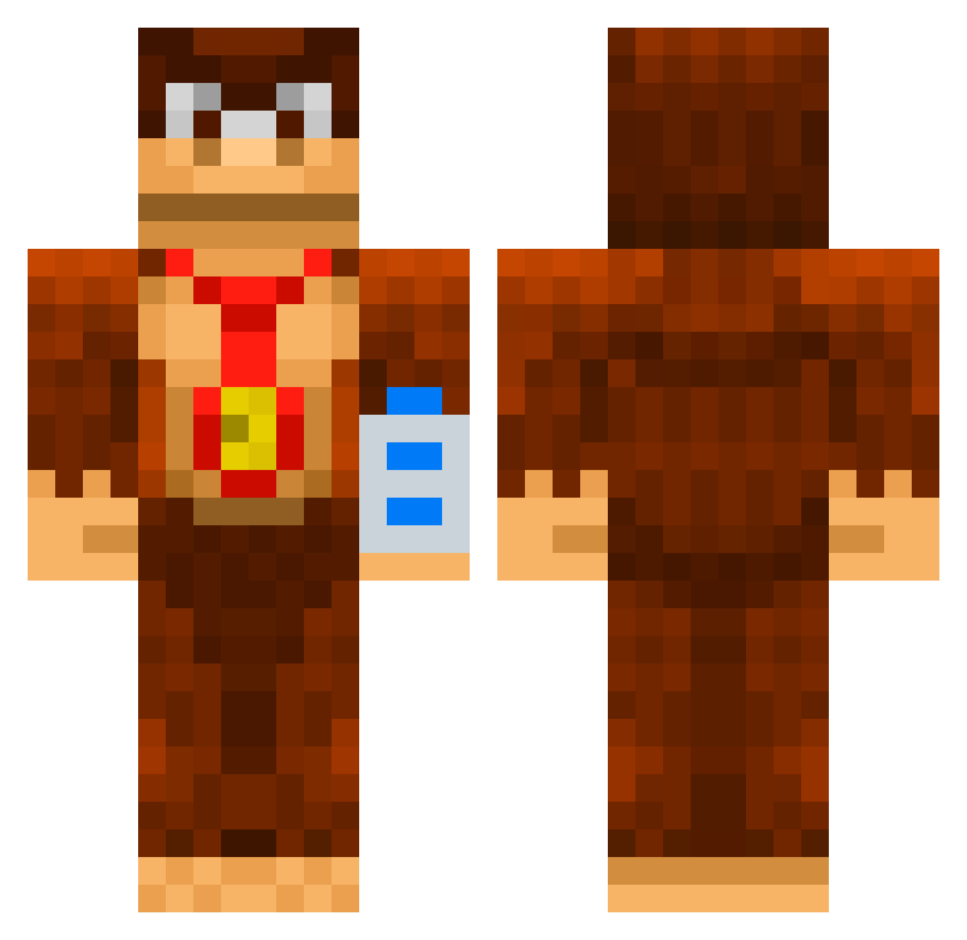 Infaamous Minecraft skin, front and back view