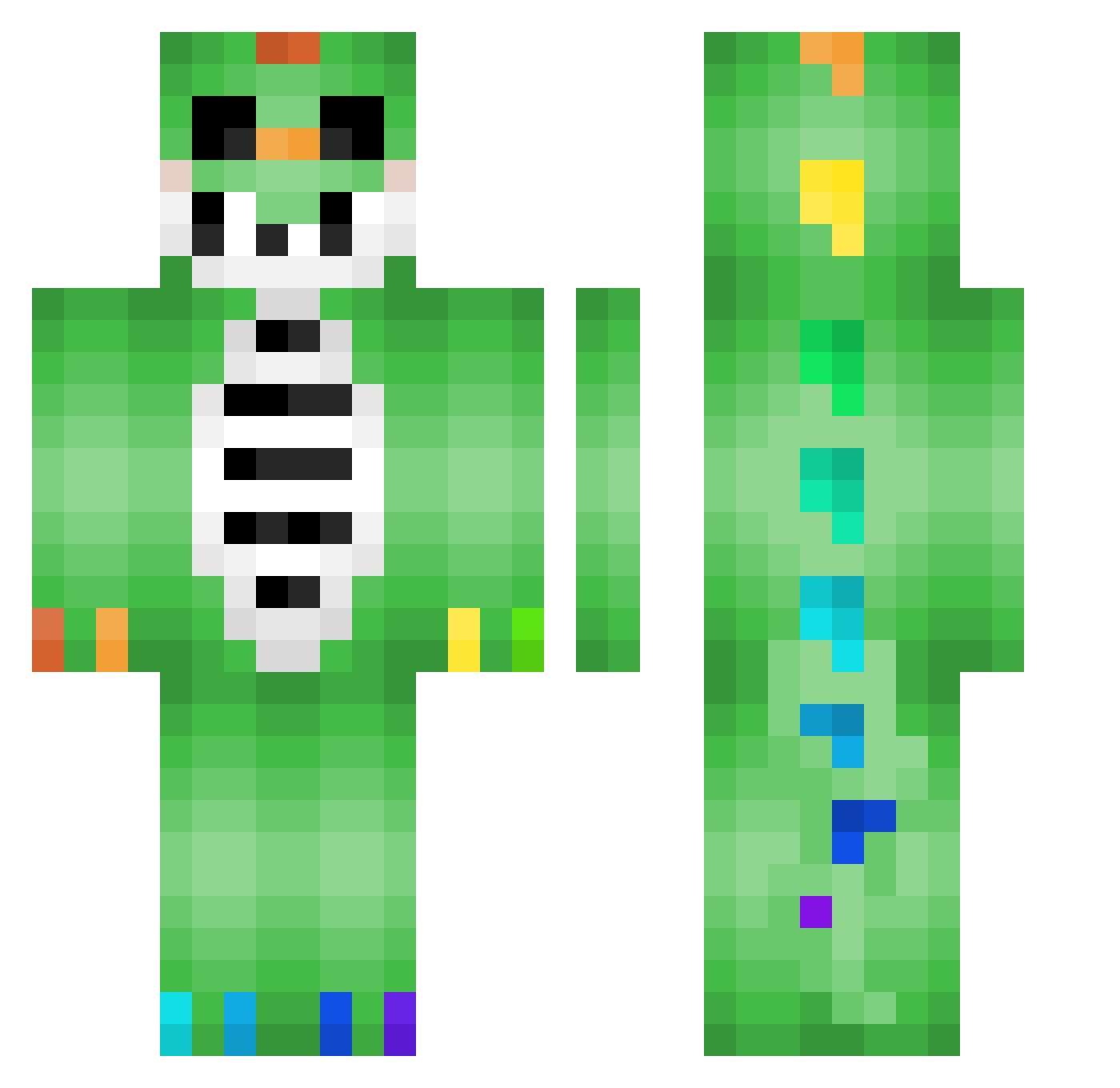 SWEATY2810 Minecraft skin, front and back view