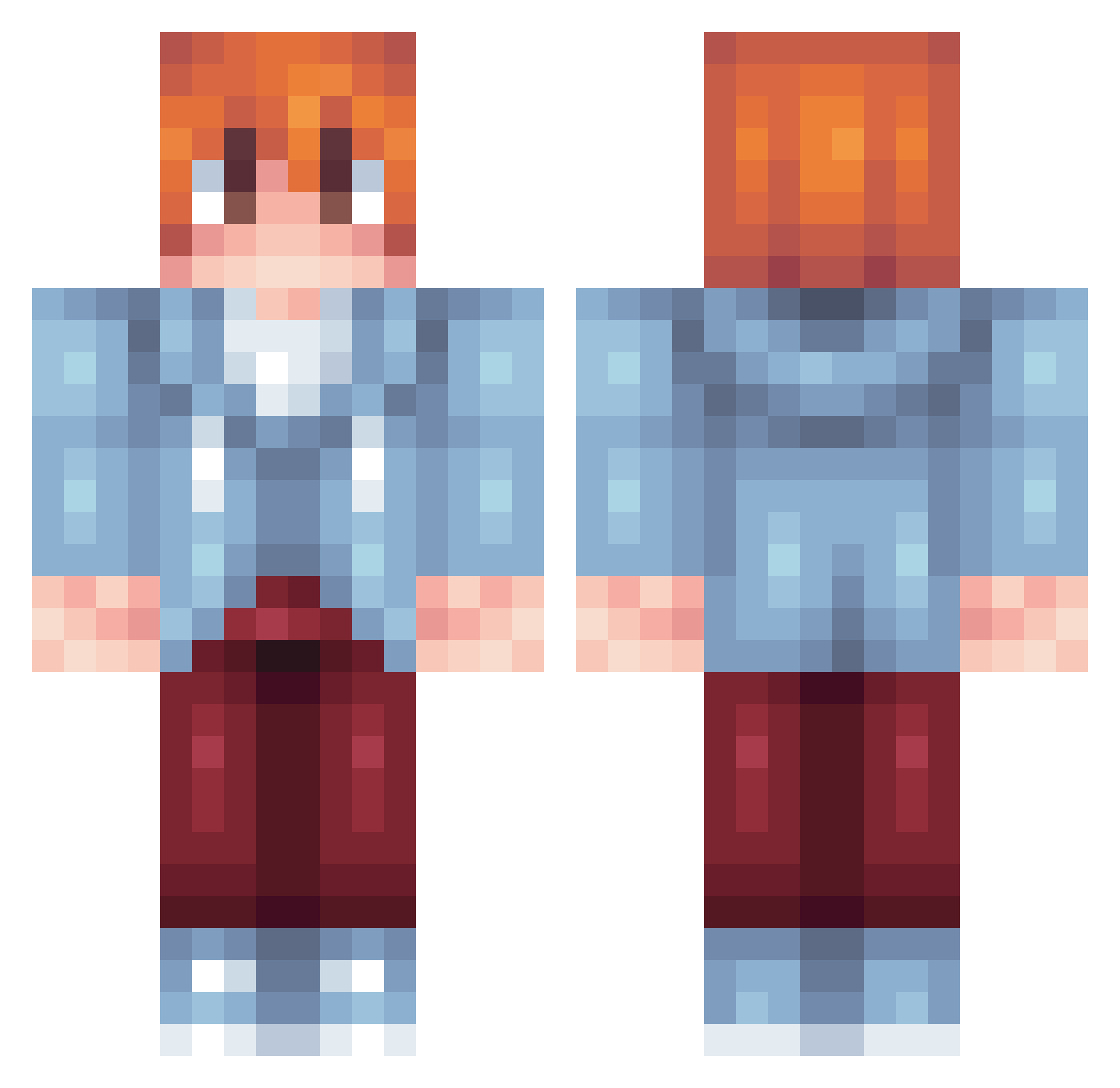 BarHaHacker Minecraft skin, front and back view
