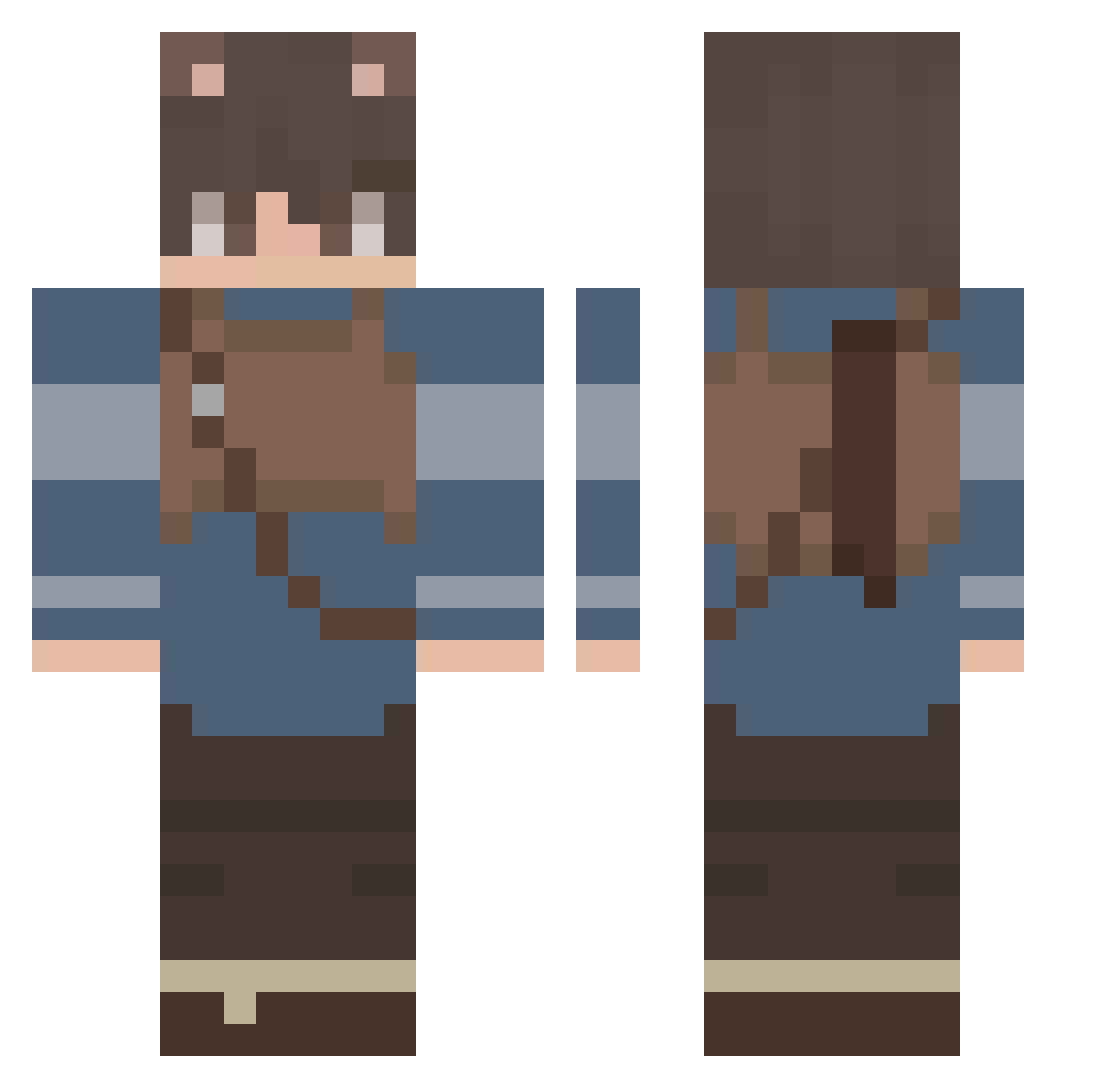 OriginalxPotato Minecraft skin, front and back view