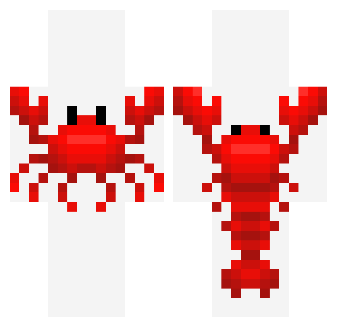 crabs Minecraft skin, front and back view