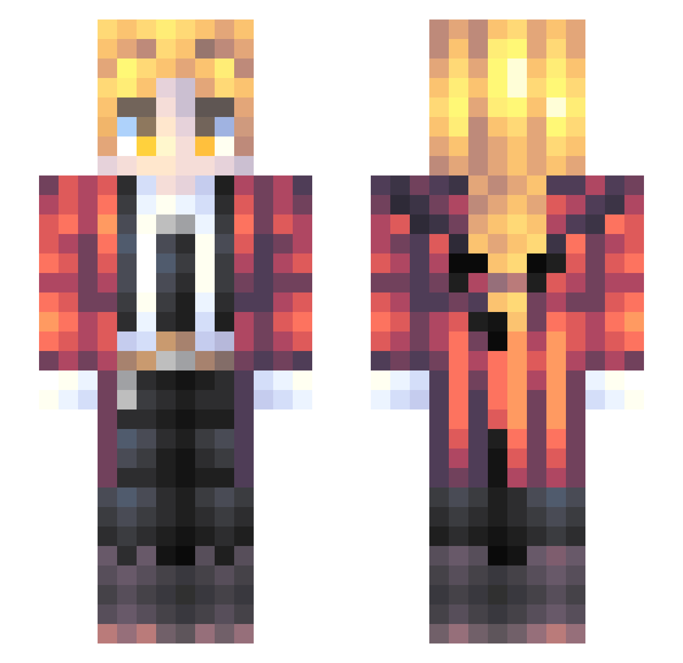 WetNood1e Minecraft skin, front and back view