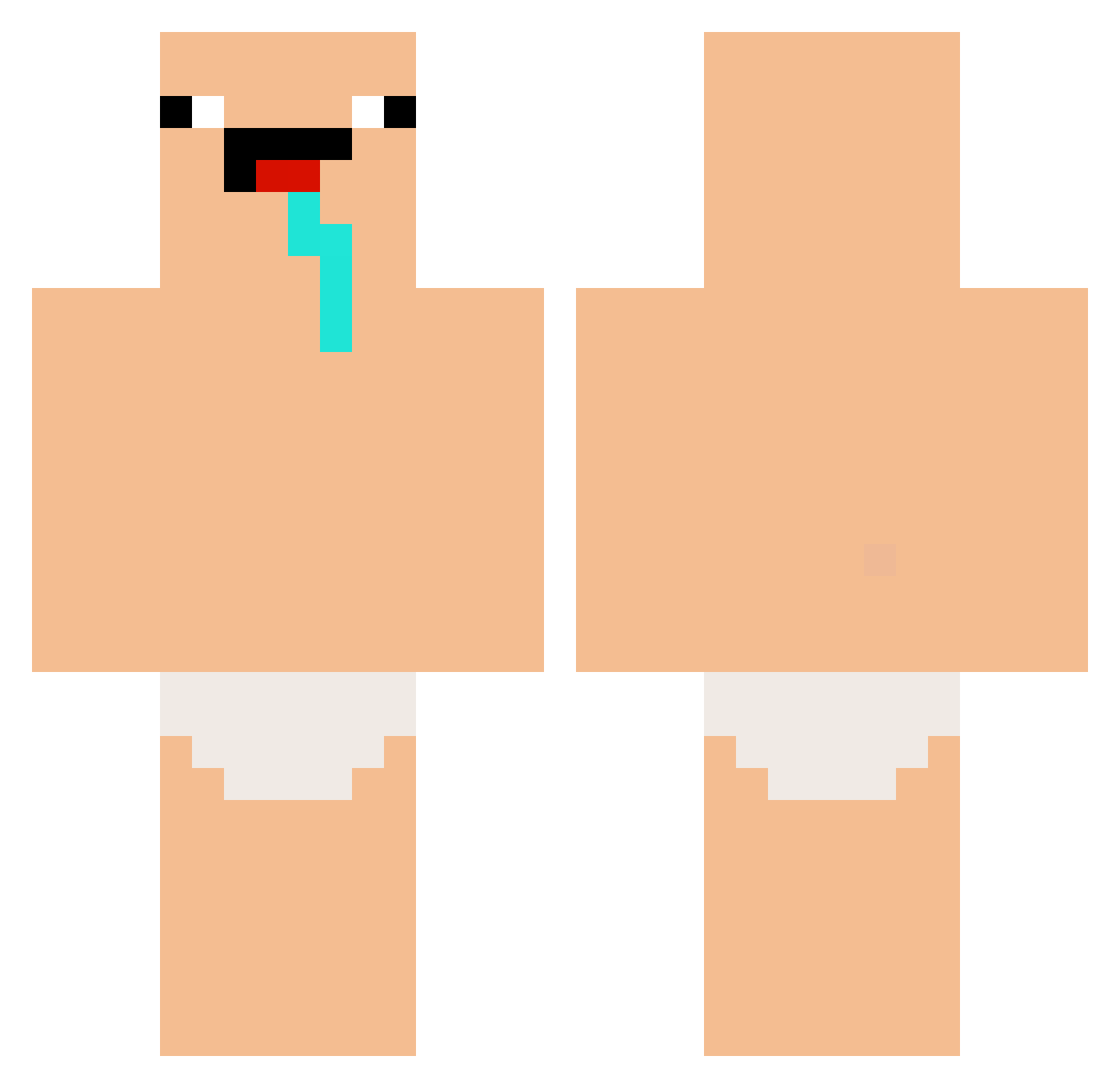 Carded Minecraft skin, front and back view