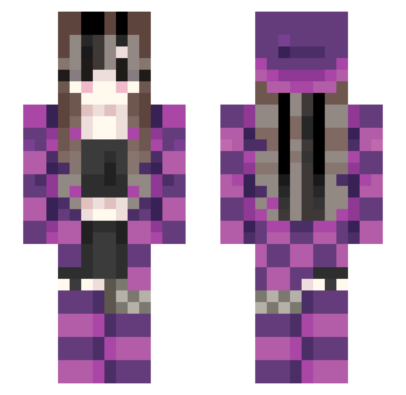 Wyndyy Minecraft skin, front and back view