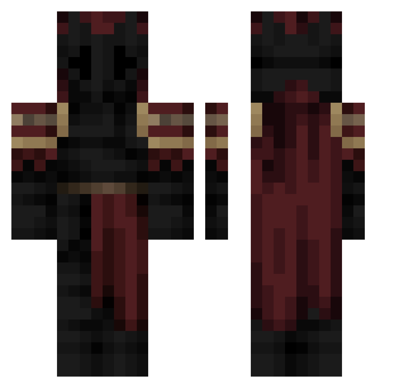 Toketsu Minecraft skin, front and back view