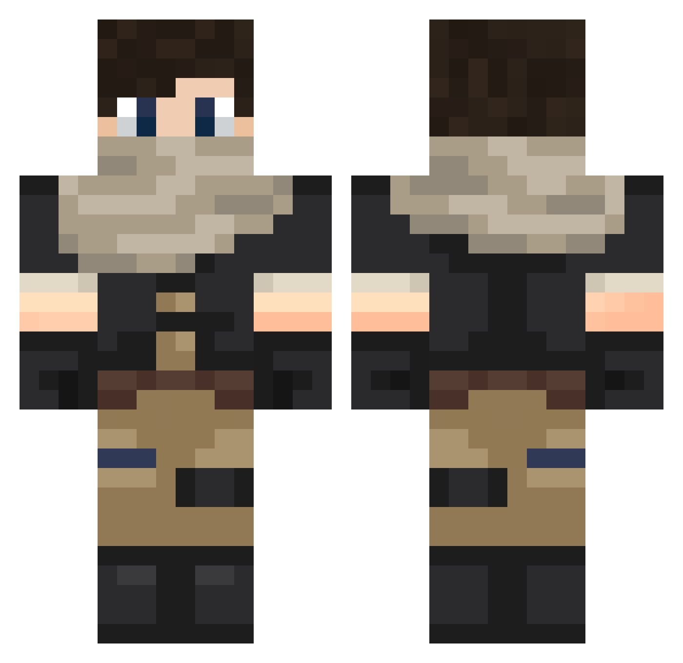 Barzax Minecraft skin, front and back view
