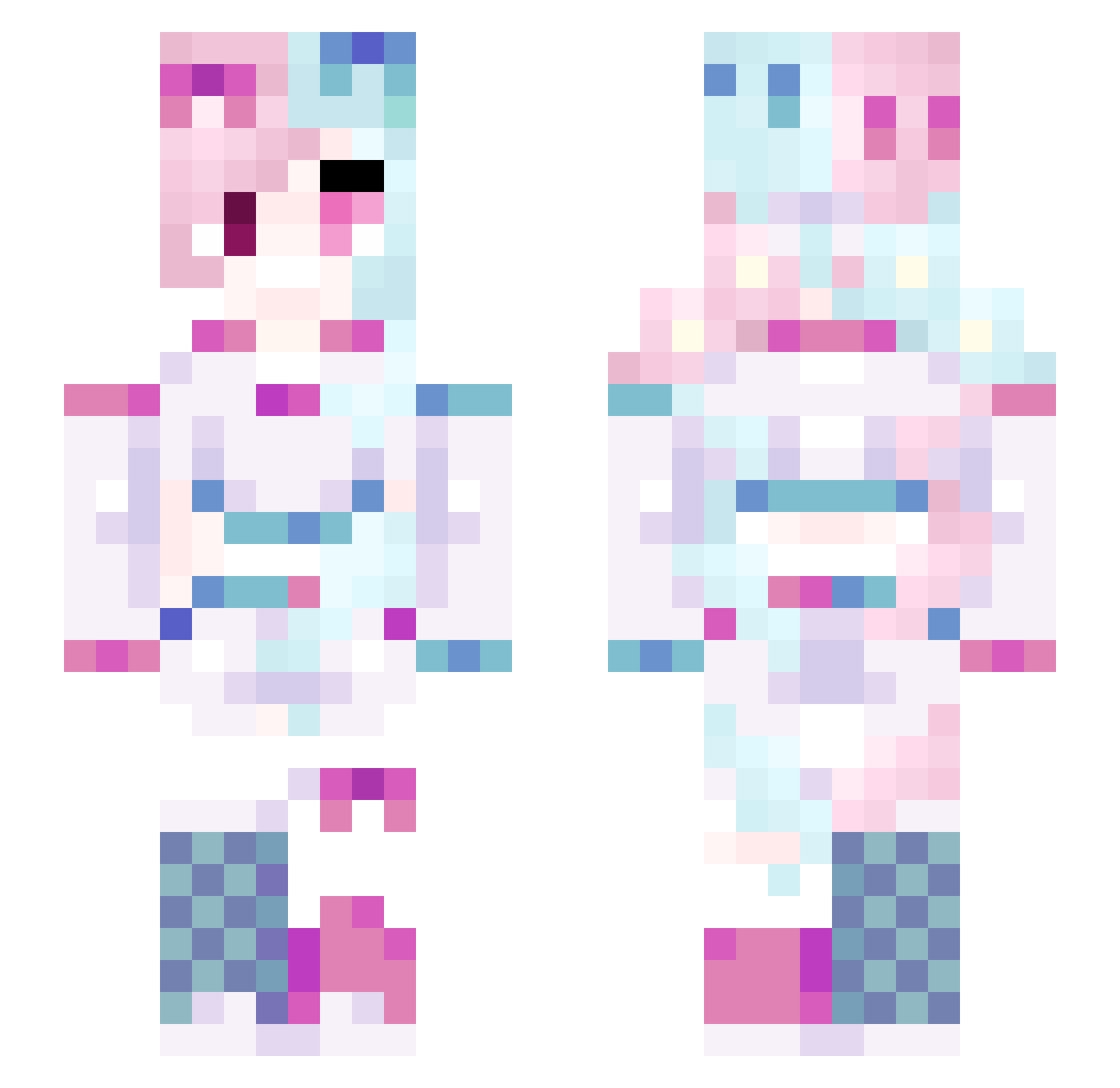 XioBlood Minecraft skin, front and back view