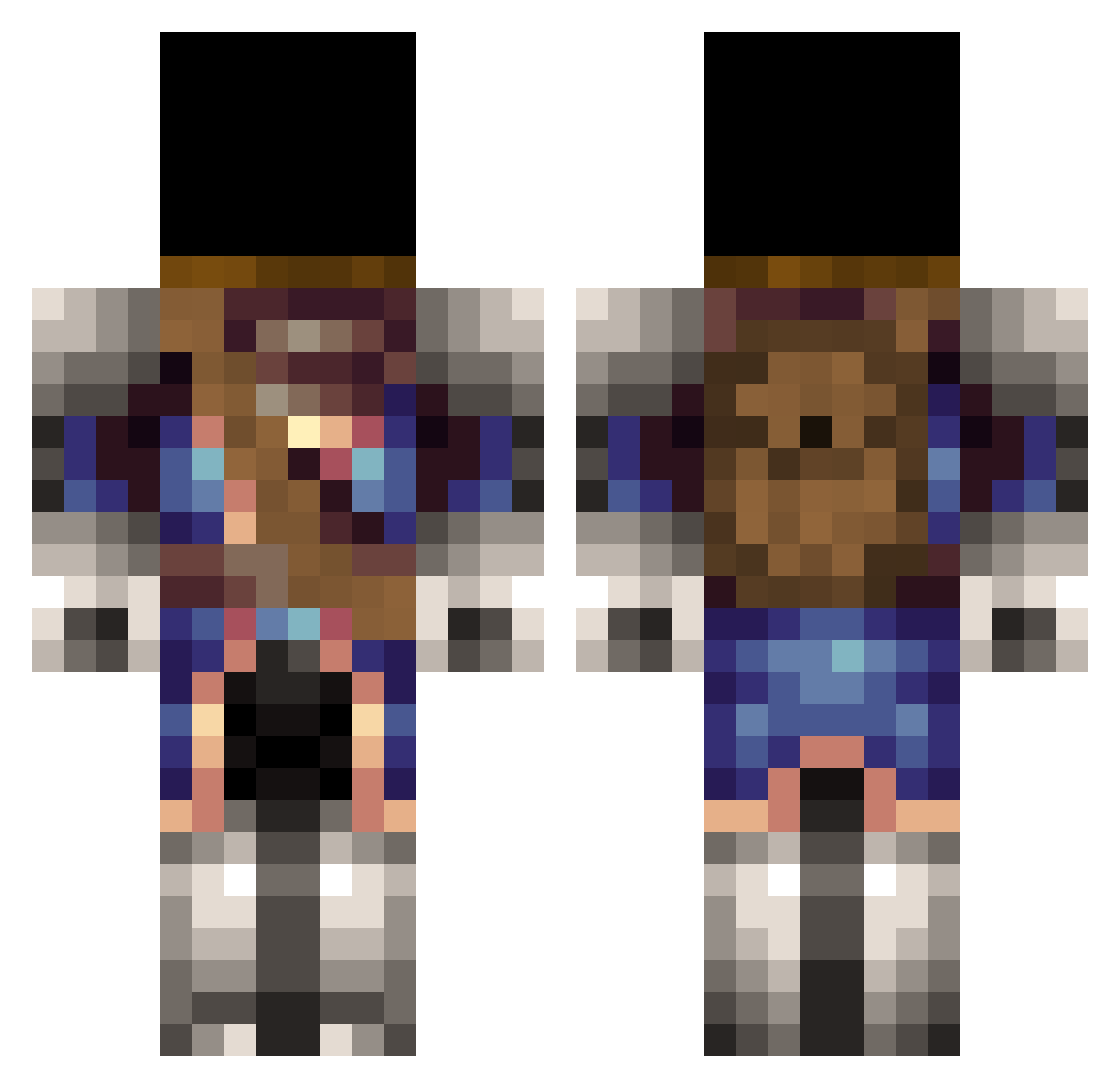 Fundus Minecraft skin, front and back view
