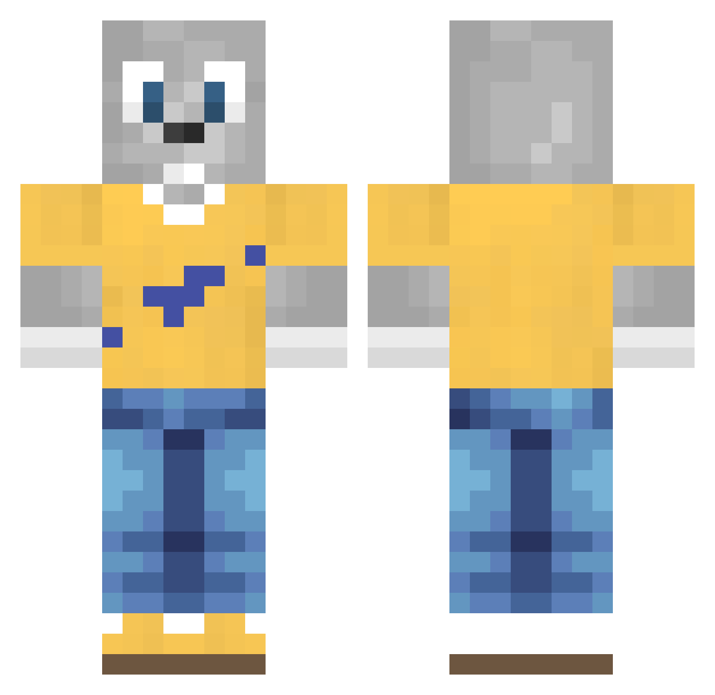Wackes Minecraft skin, front and back view
