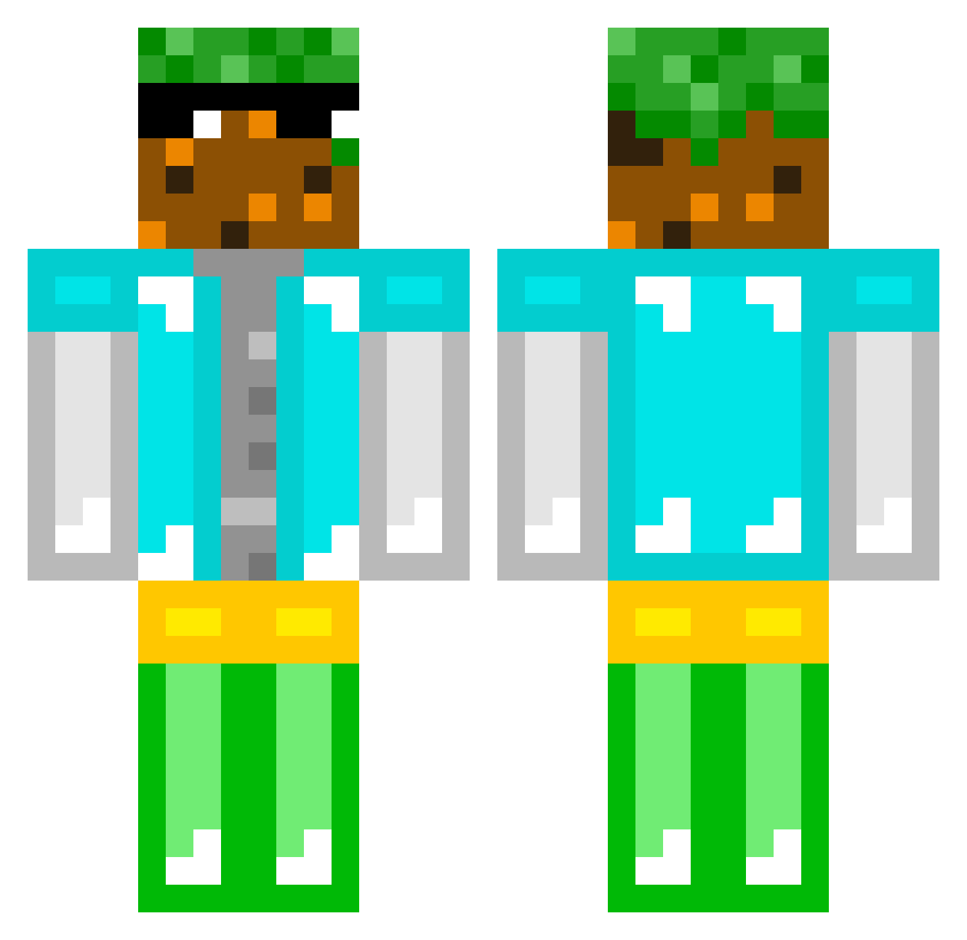 READYMEN Minecraft skin, front and back view