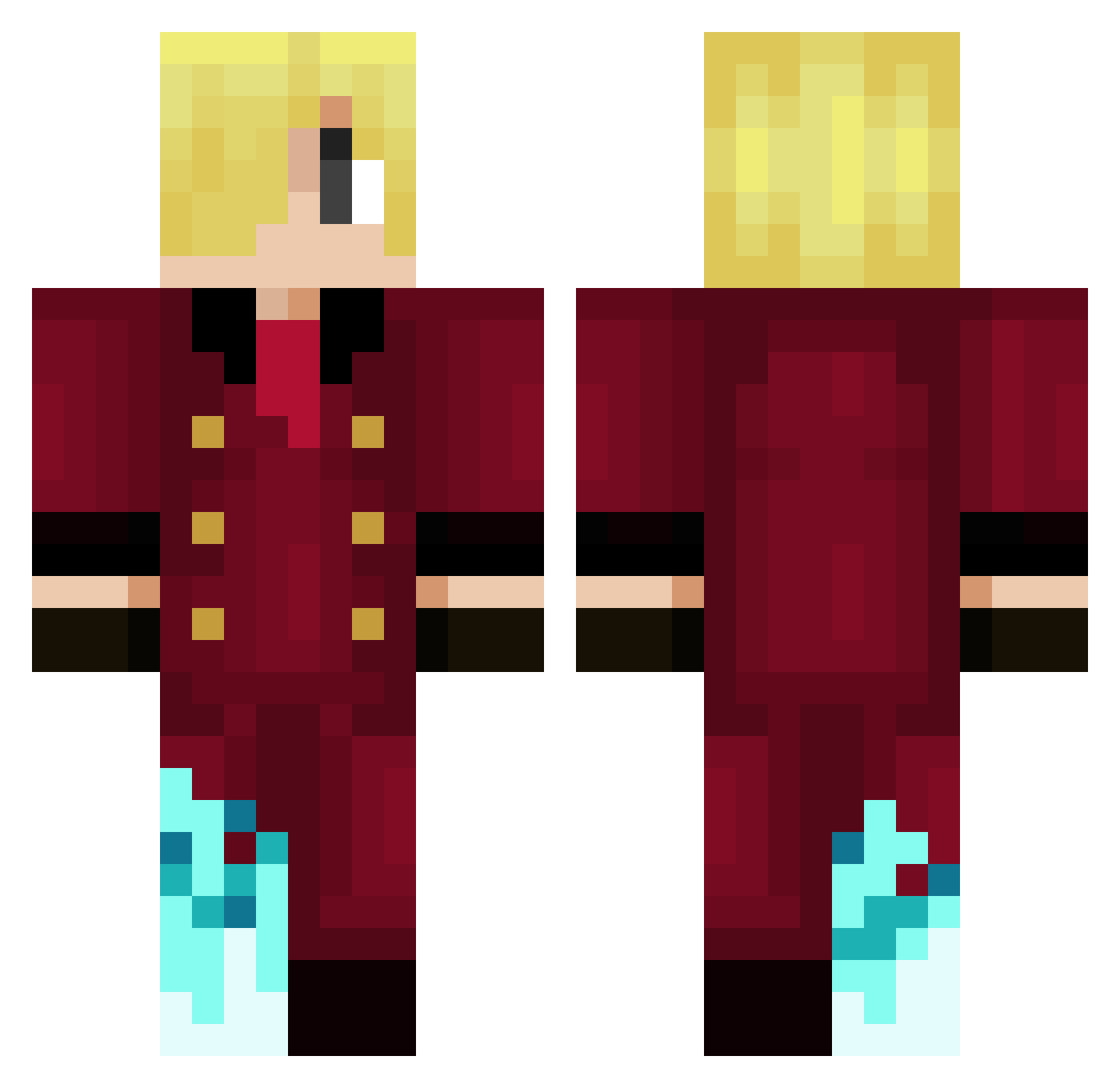 anzyfps Minecraft skin, front and back view