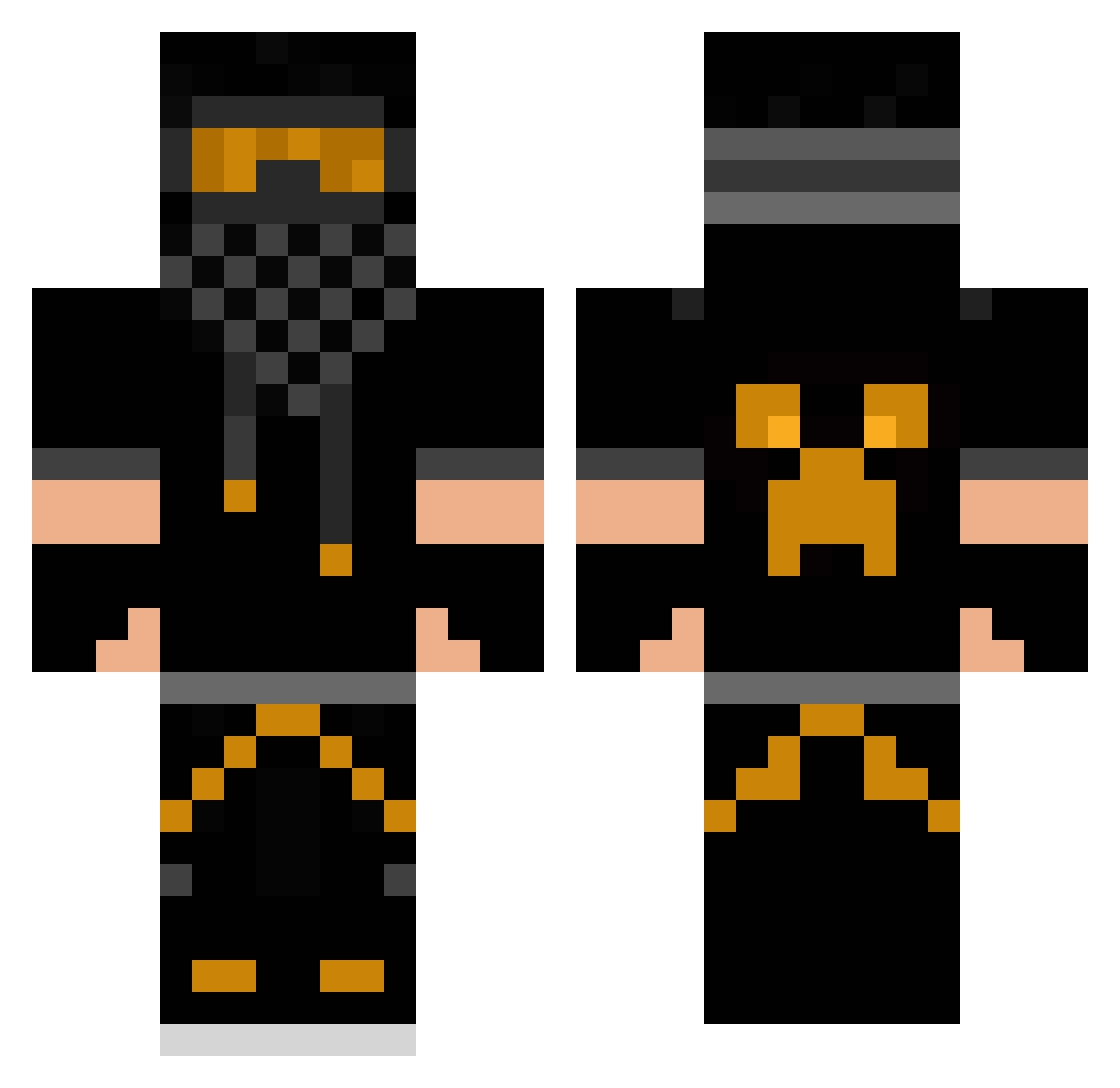 Telegraphing Minecraft skin, front and back view