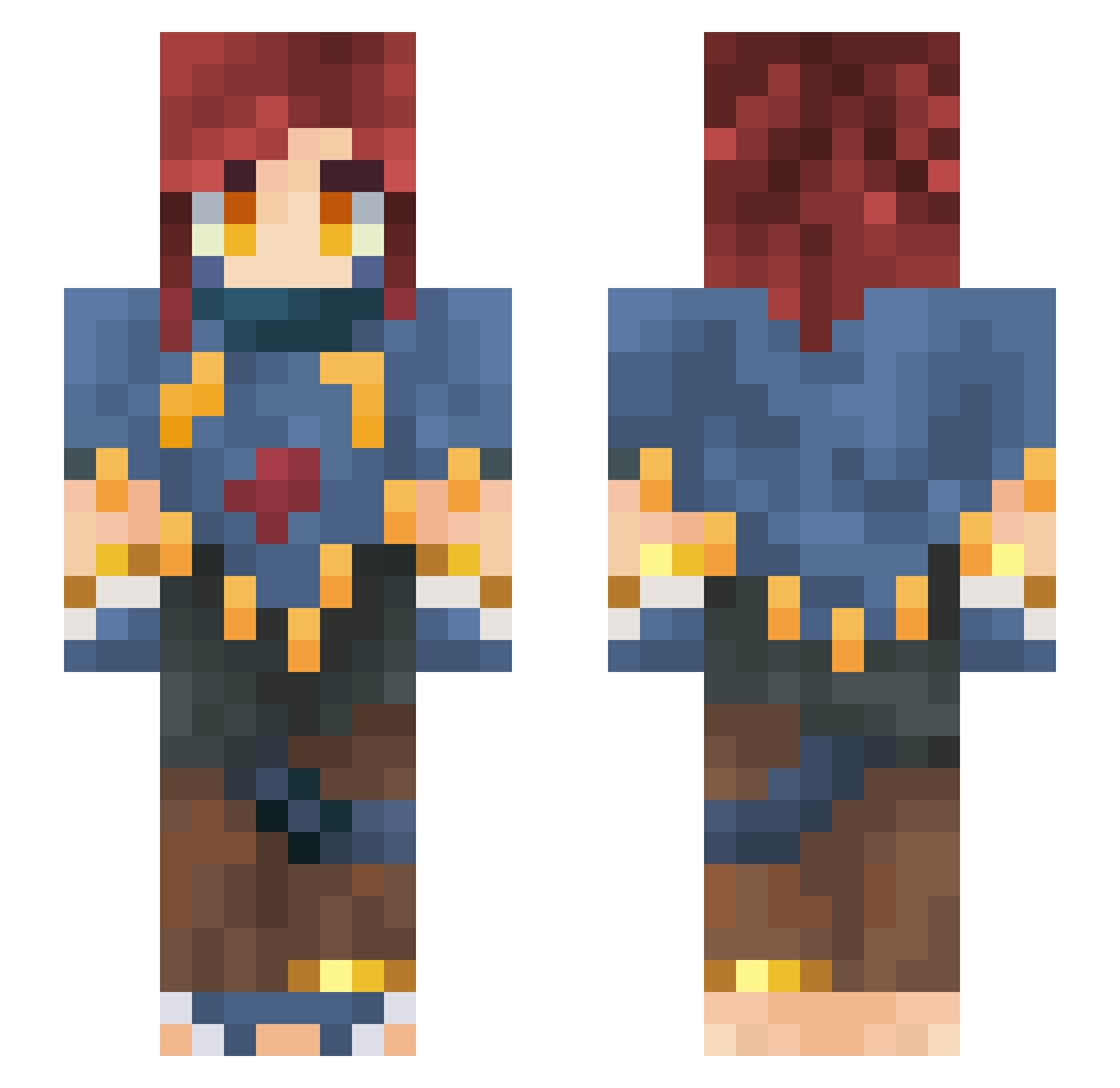iSkrx Minecraft skin, front and back view