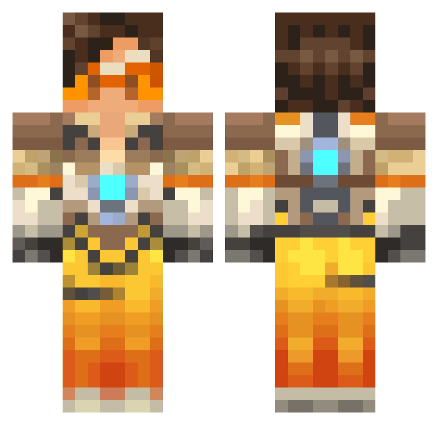 Huska Minecraft skin, front and back view