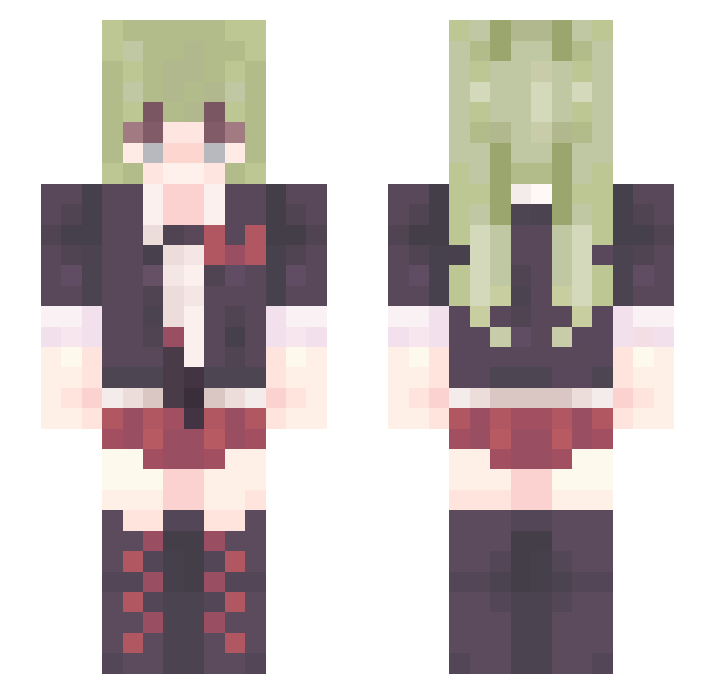 Iiris90 Minecraft skin, front and back view