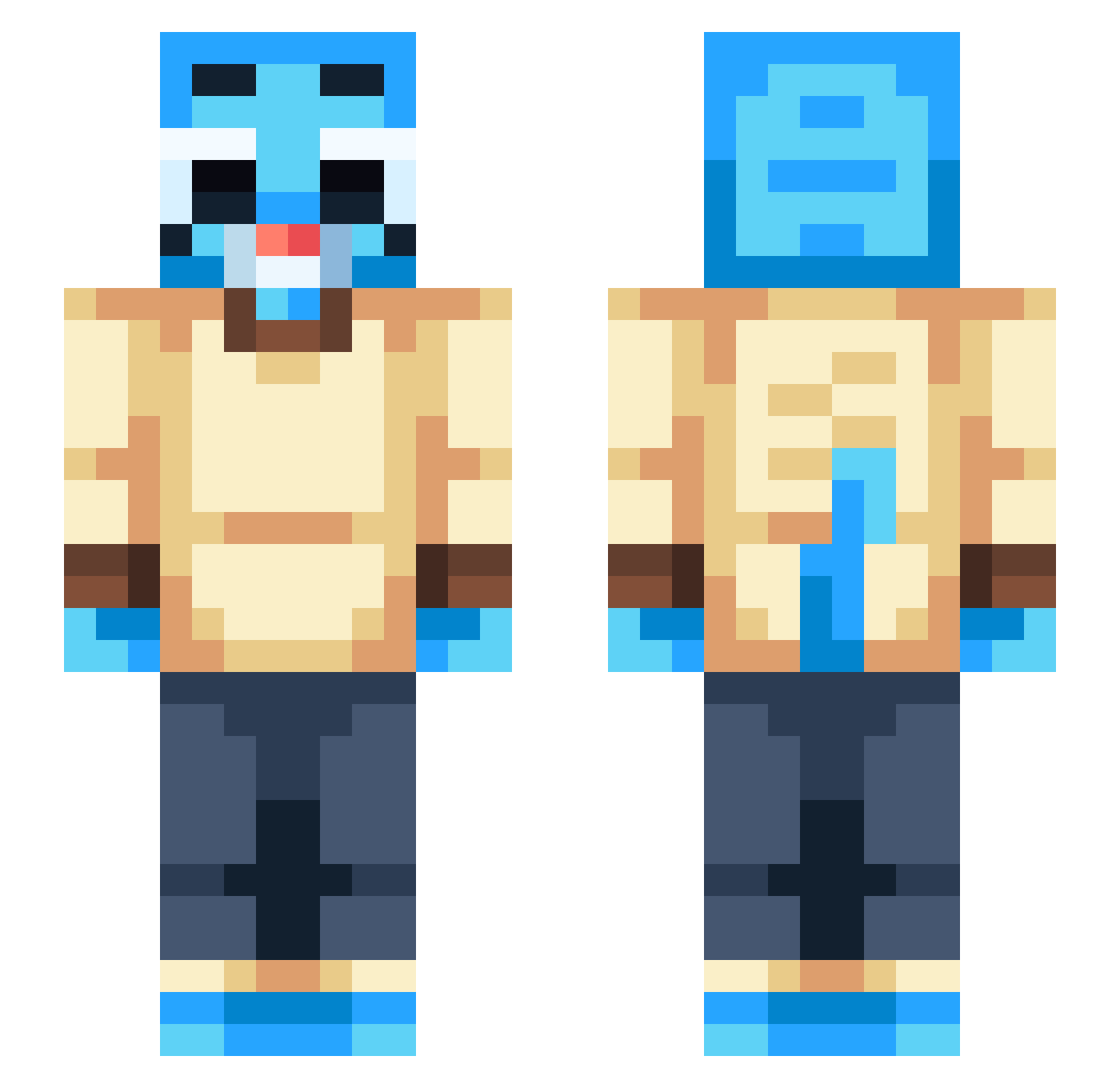 pvffss Minecraft skin, front and back view