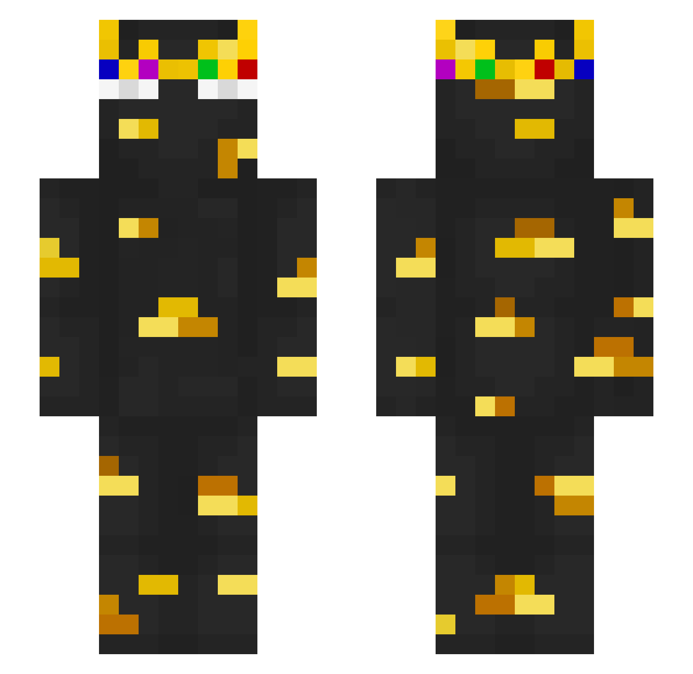 pawgx Minecraft skin, front and back view