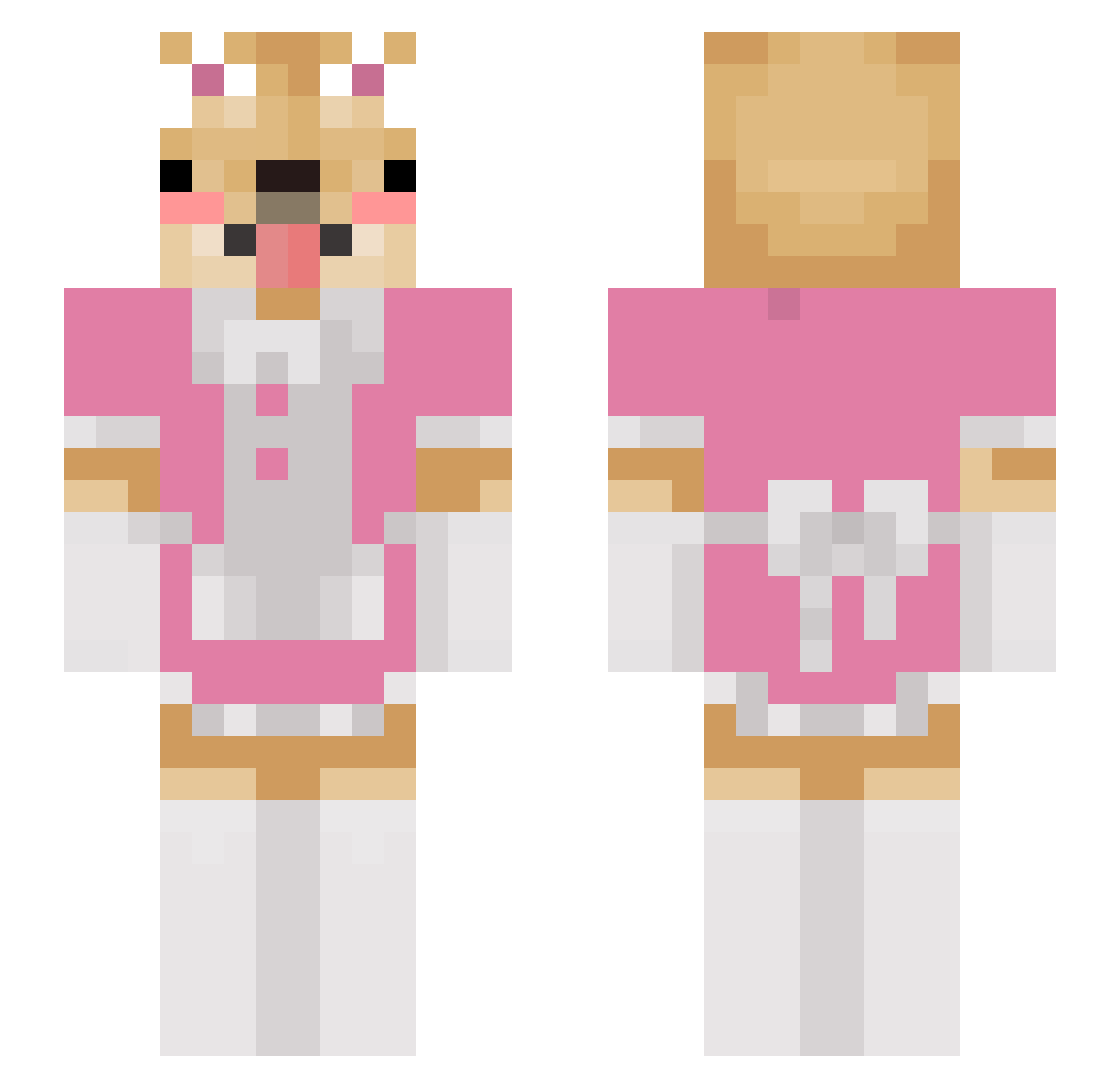 ccGLaDOS Minecraft skin, front and back view