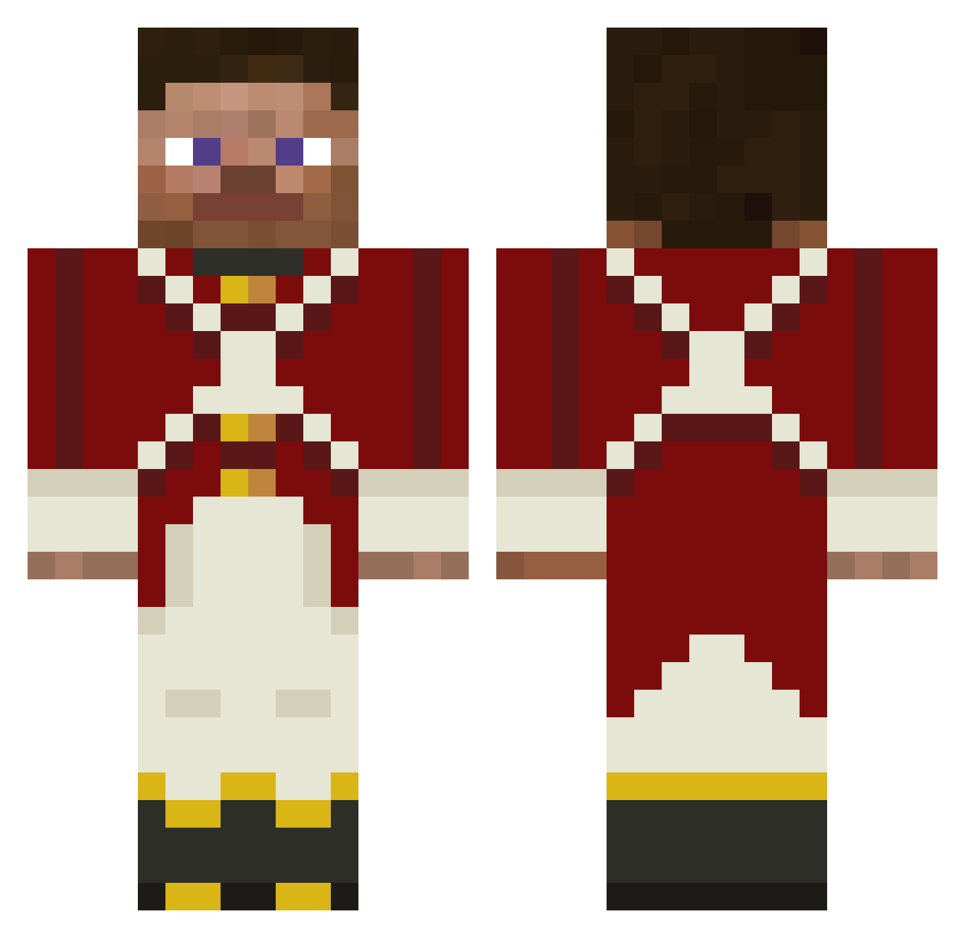 Rchrds Minecraft skin, front and back view