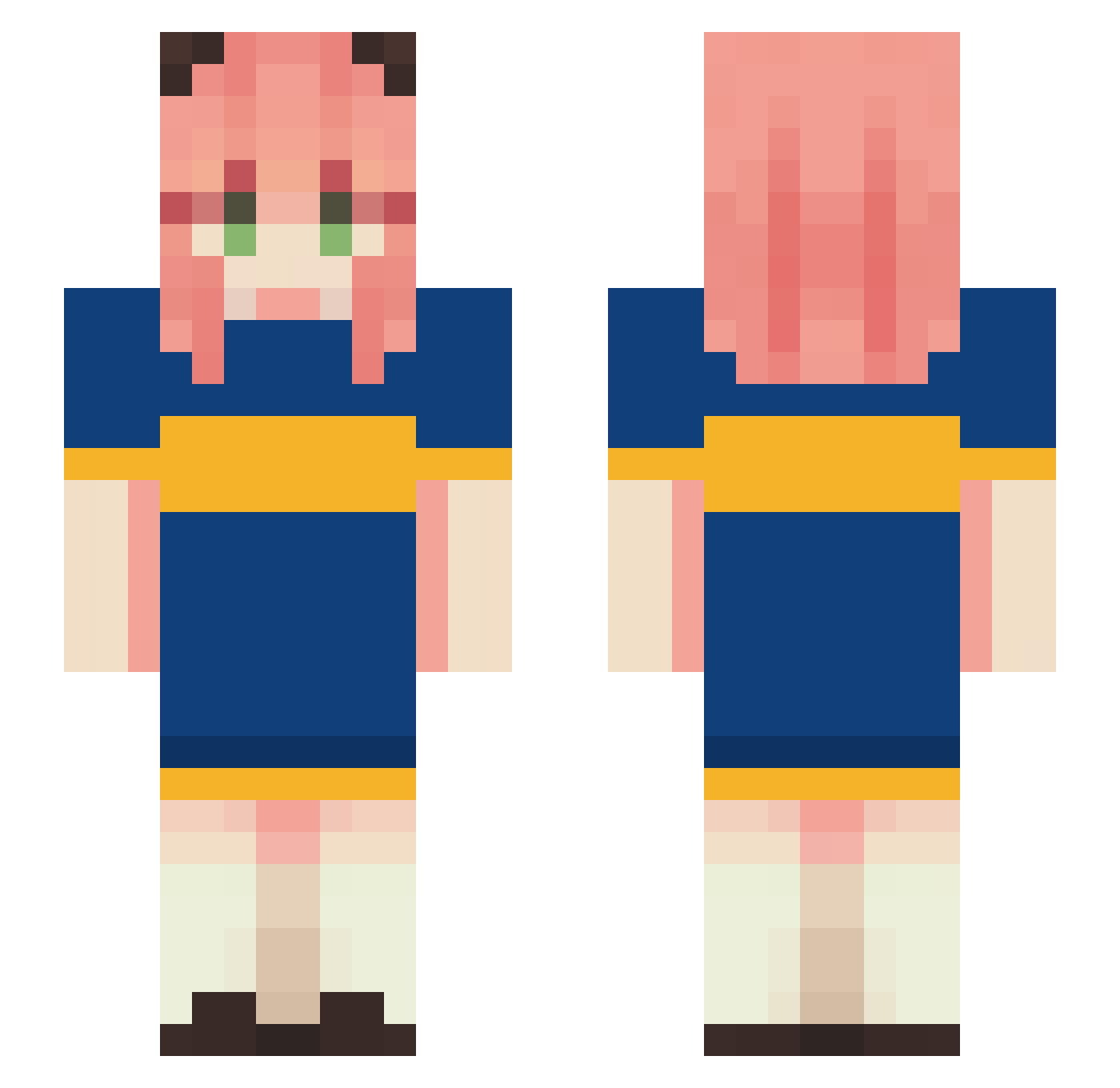 Tablita Minecraft skin, front and back view
