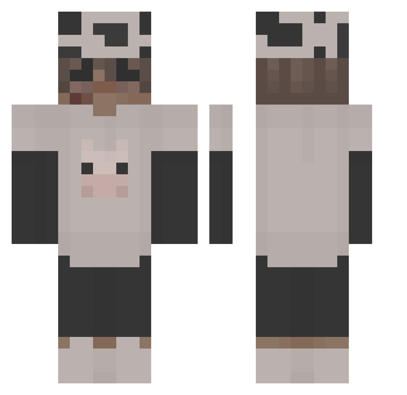 Macredes Minecraft skin, front and back view