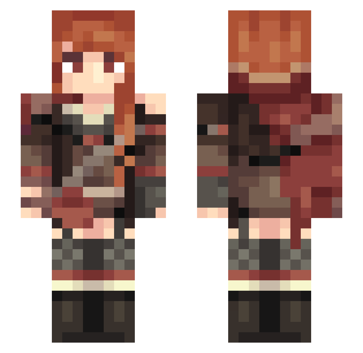 Z41K0R Minecraft skin, front and back view