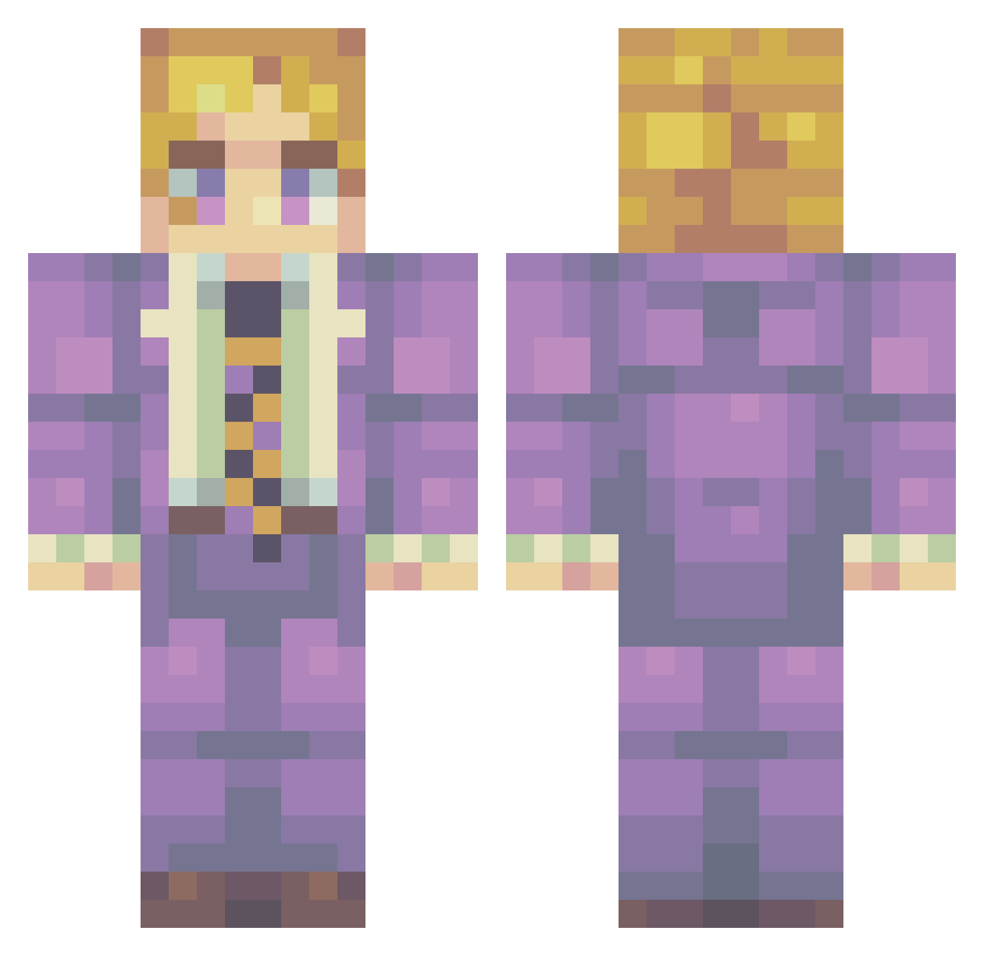 Sinner2137 Minecraft skin, front and back view