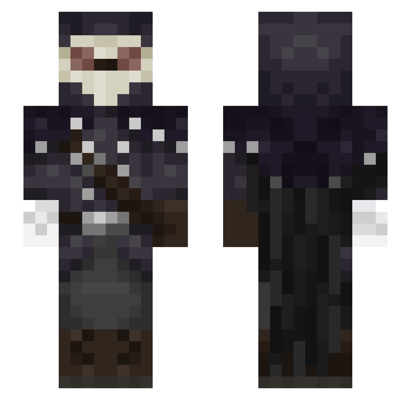 TheTrueHolyRaven Minecraft skin, front and back view