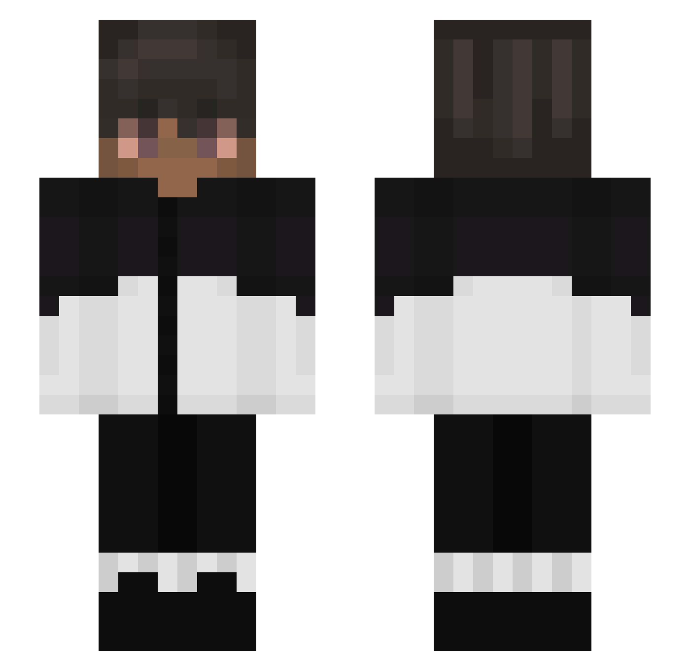 xSmok Minecraft skin, front and back view