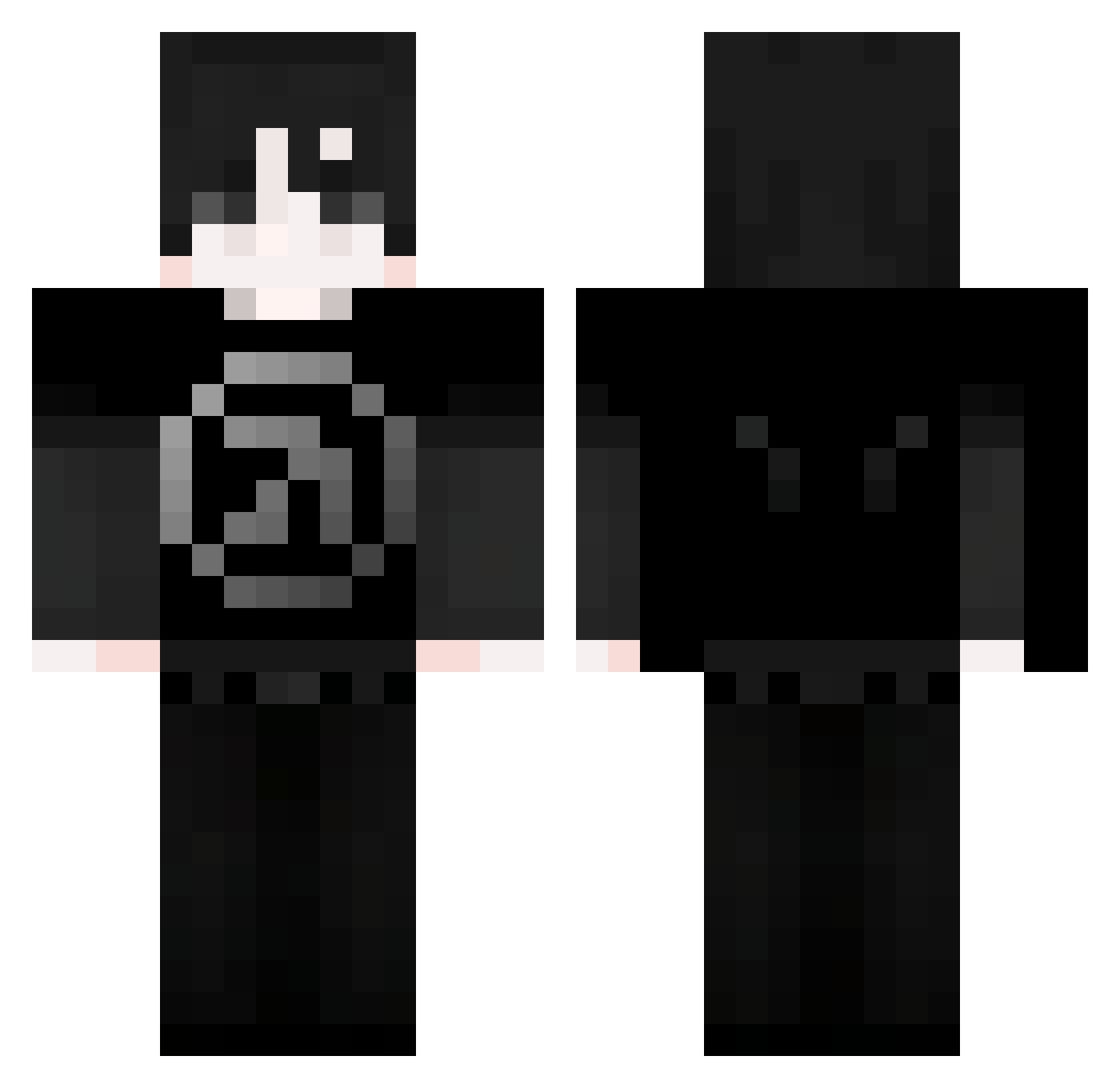 swaddled Minecraft skin, front and back view