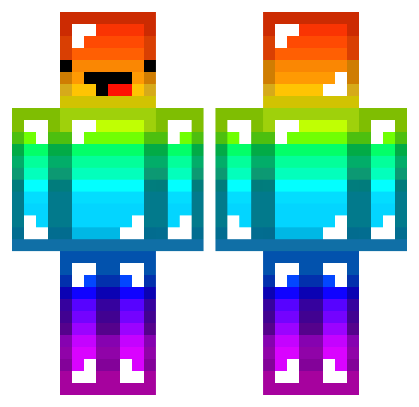 Xlorp Minecraft skin, front and back view