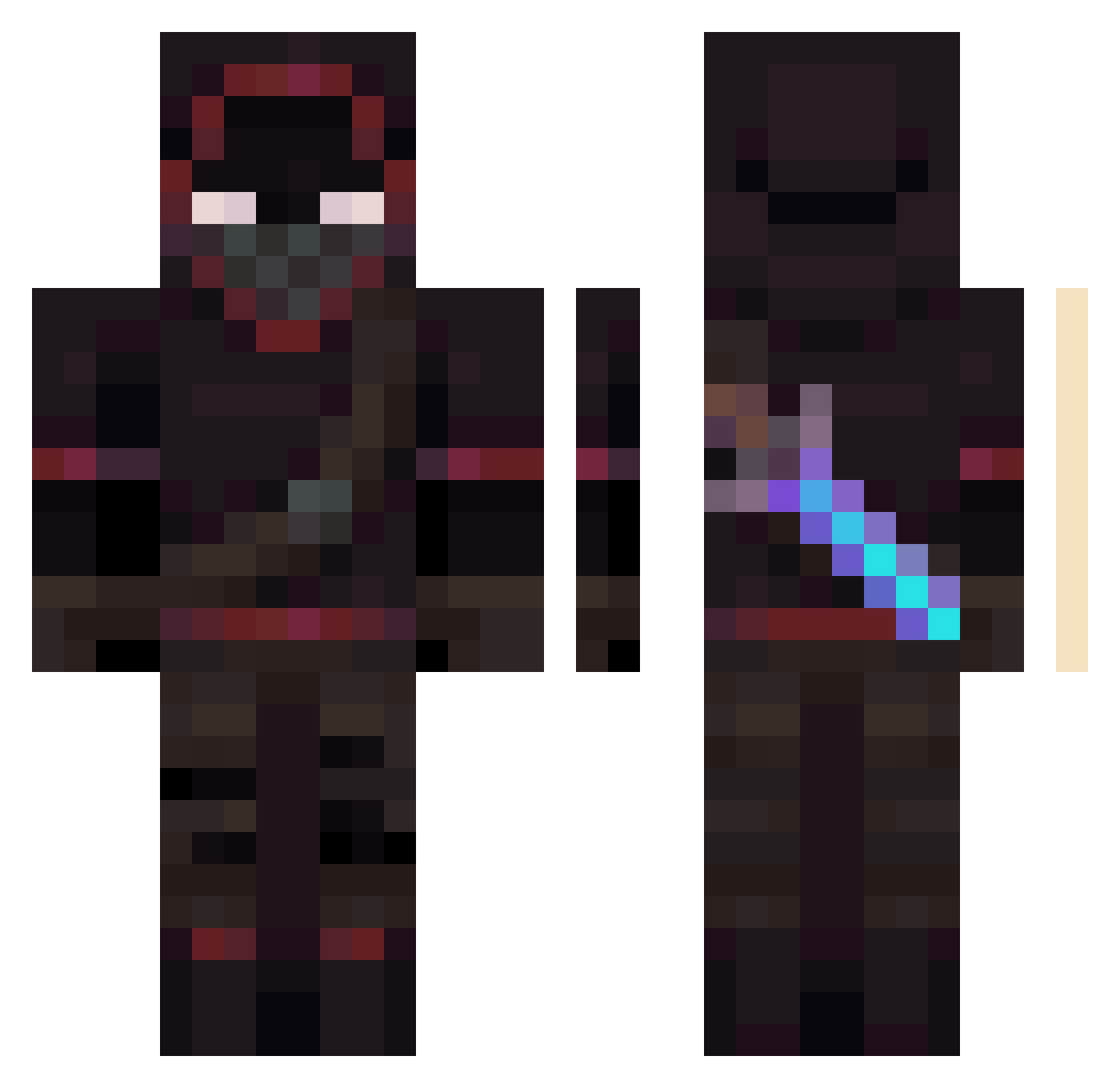 Provedor Minecraft skin, front and back view