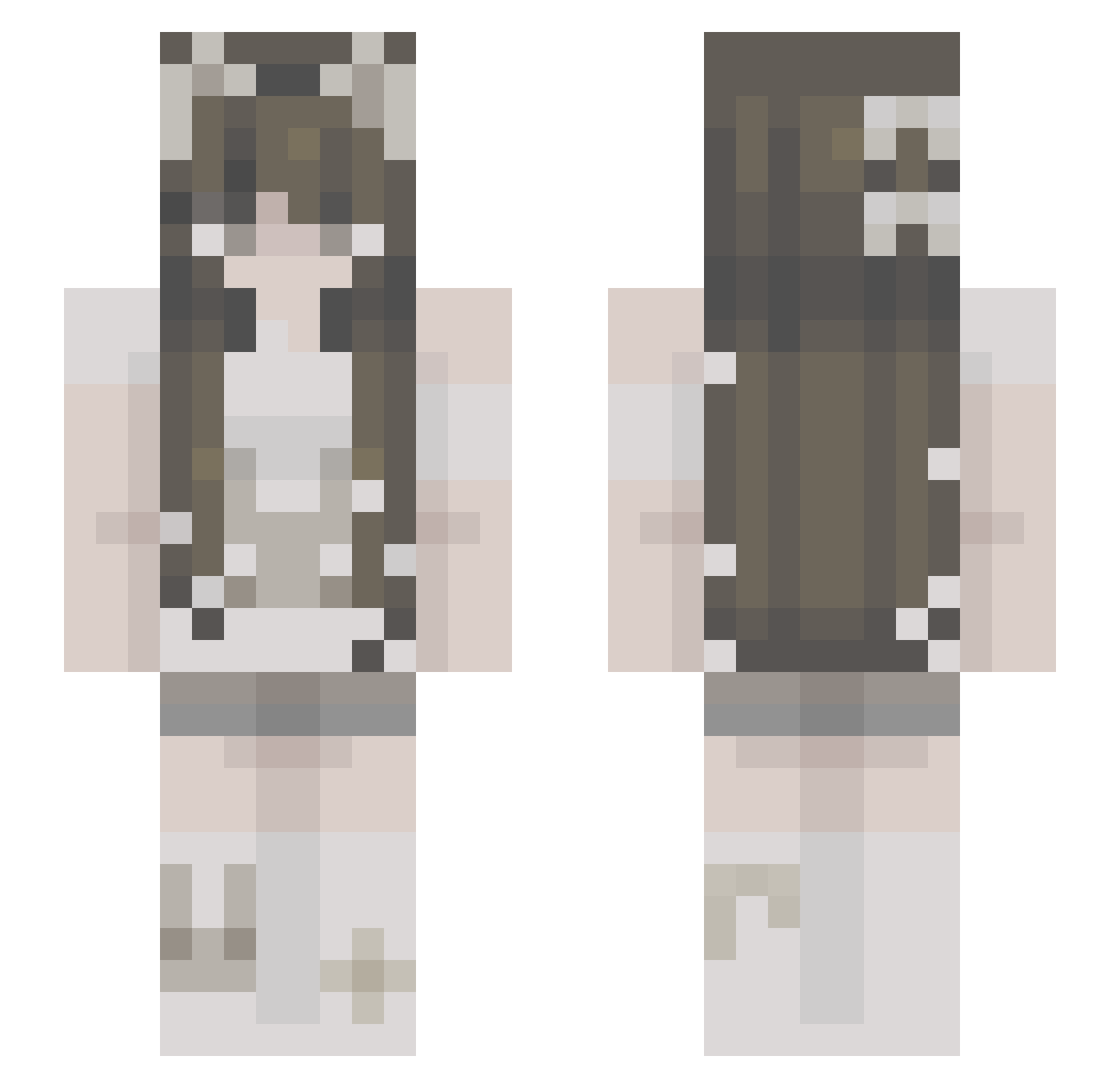 bree17 Minecraft skin, front and back view