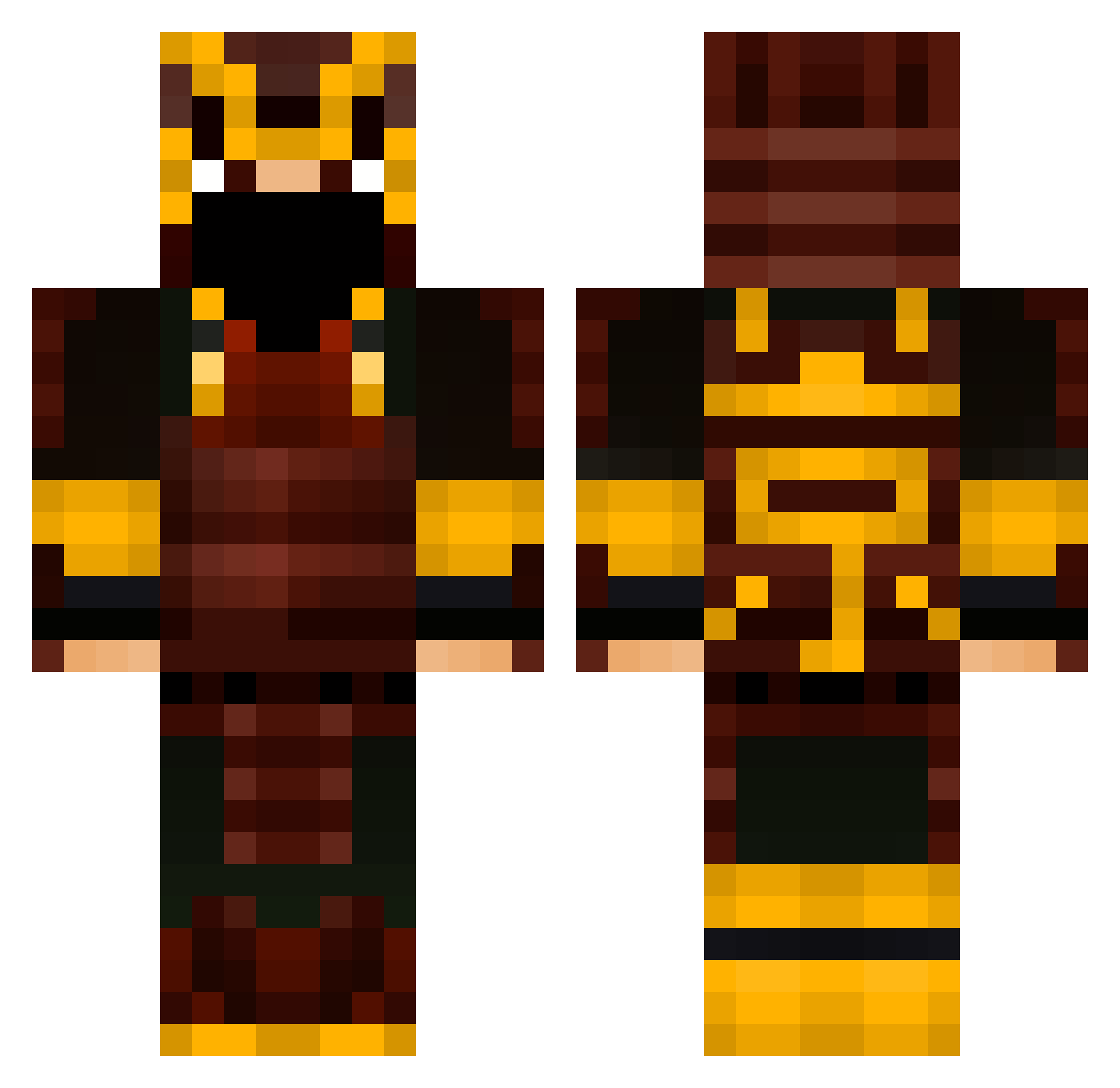 Phoenixity Minecraft skin, front and back view