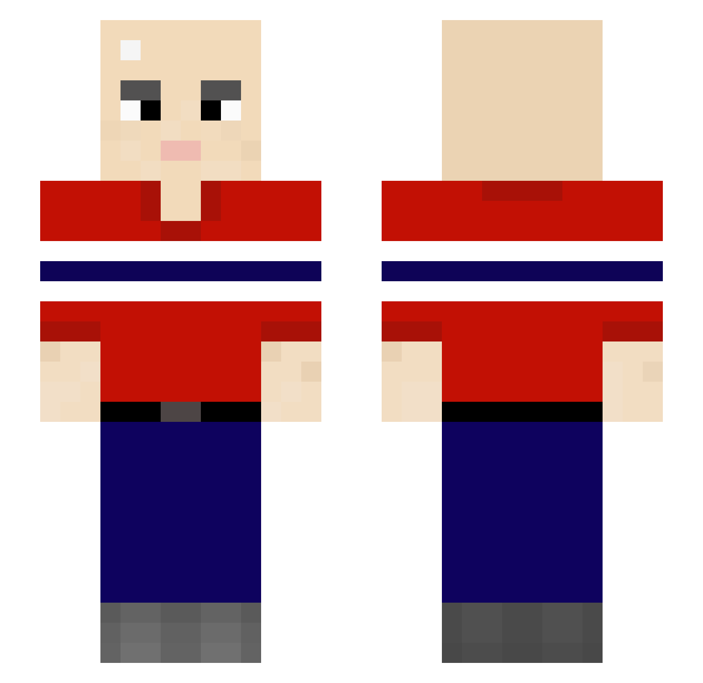 carameltoes Minecraft skin, front and back view