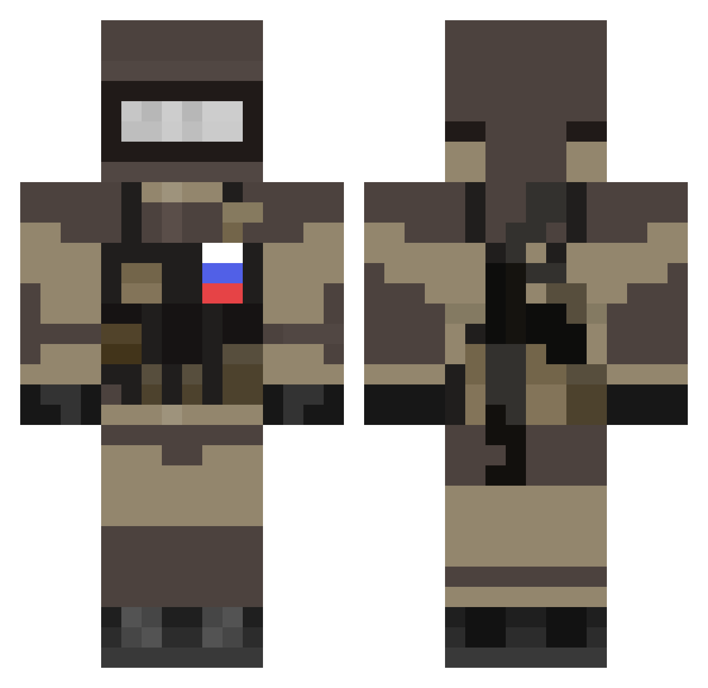 xtsss Minecraft skin, front and back view
