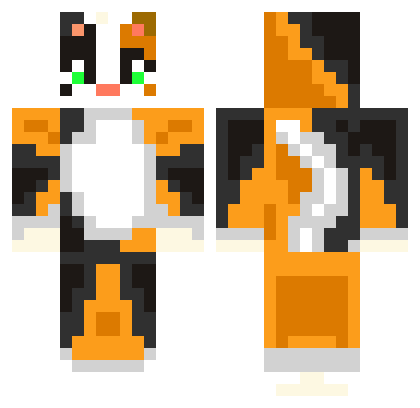 PETA Minecraft skin, front and back view