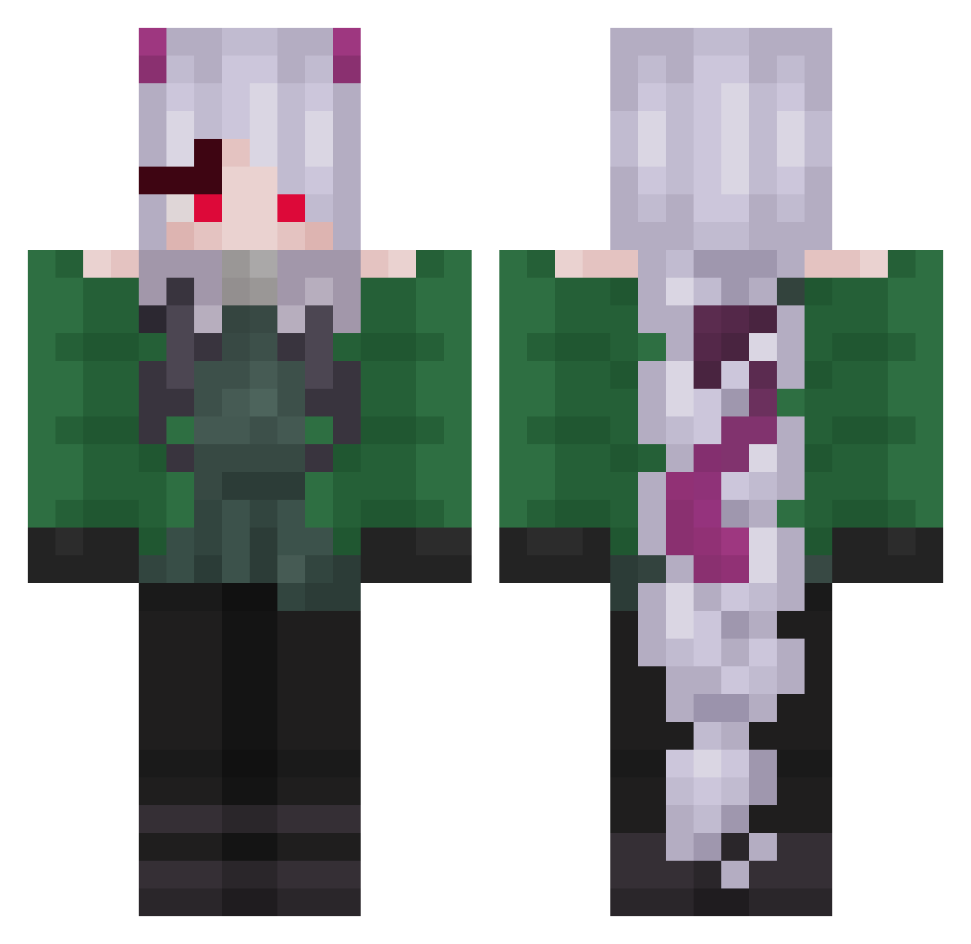 Meerval0 Minecraft skin, front and back view
