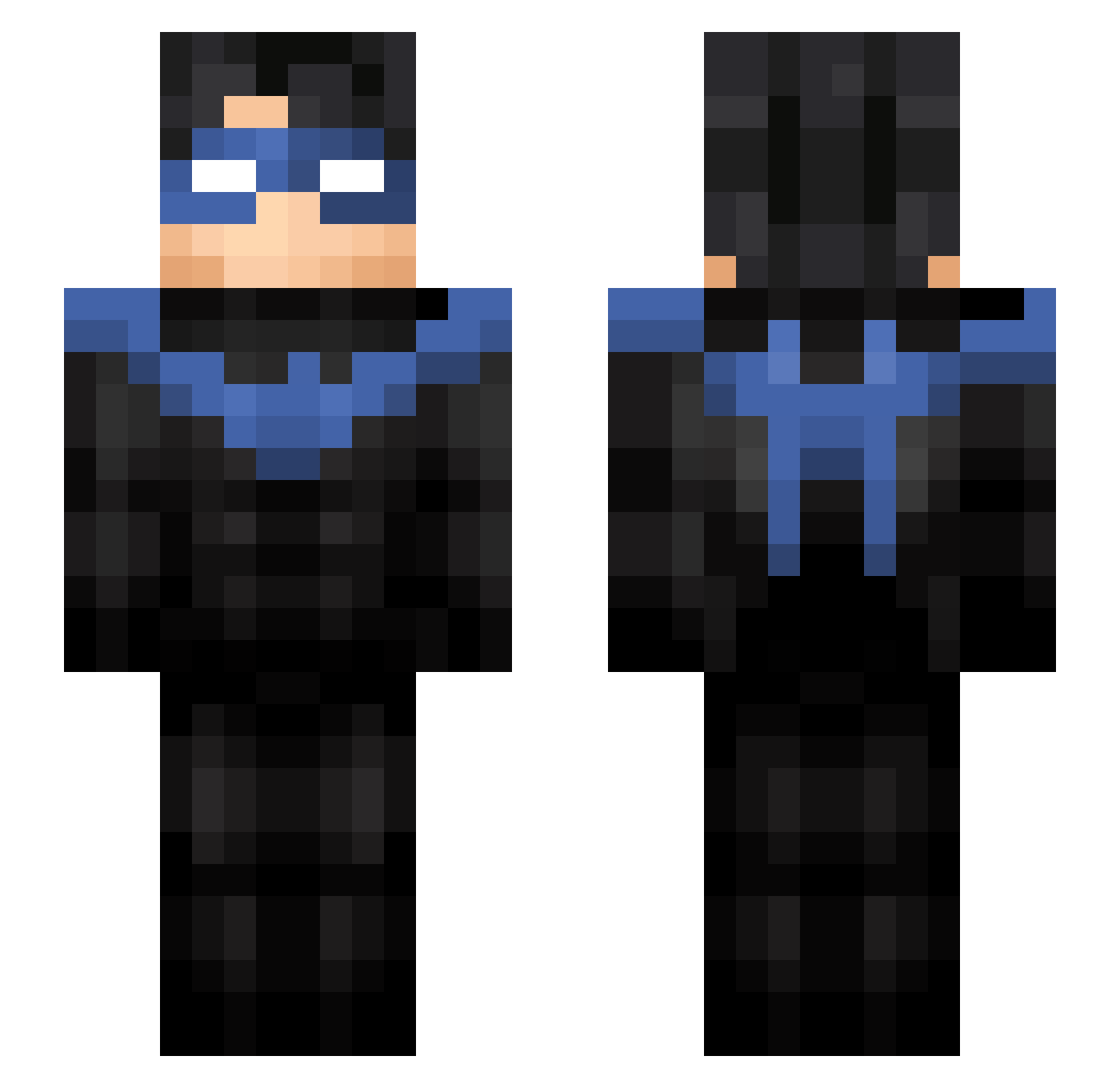Ninjakillergg Minecraft skin, front and back view