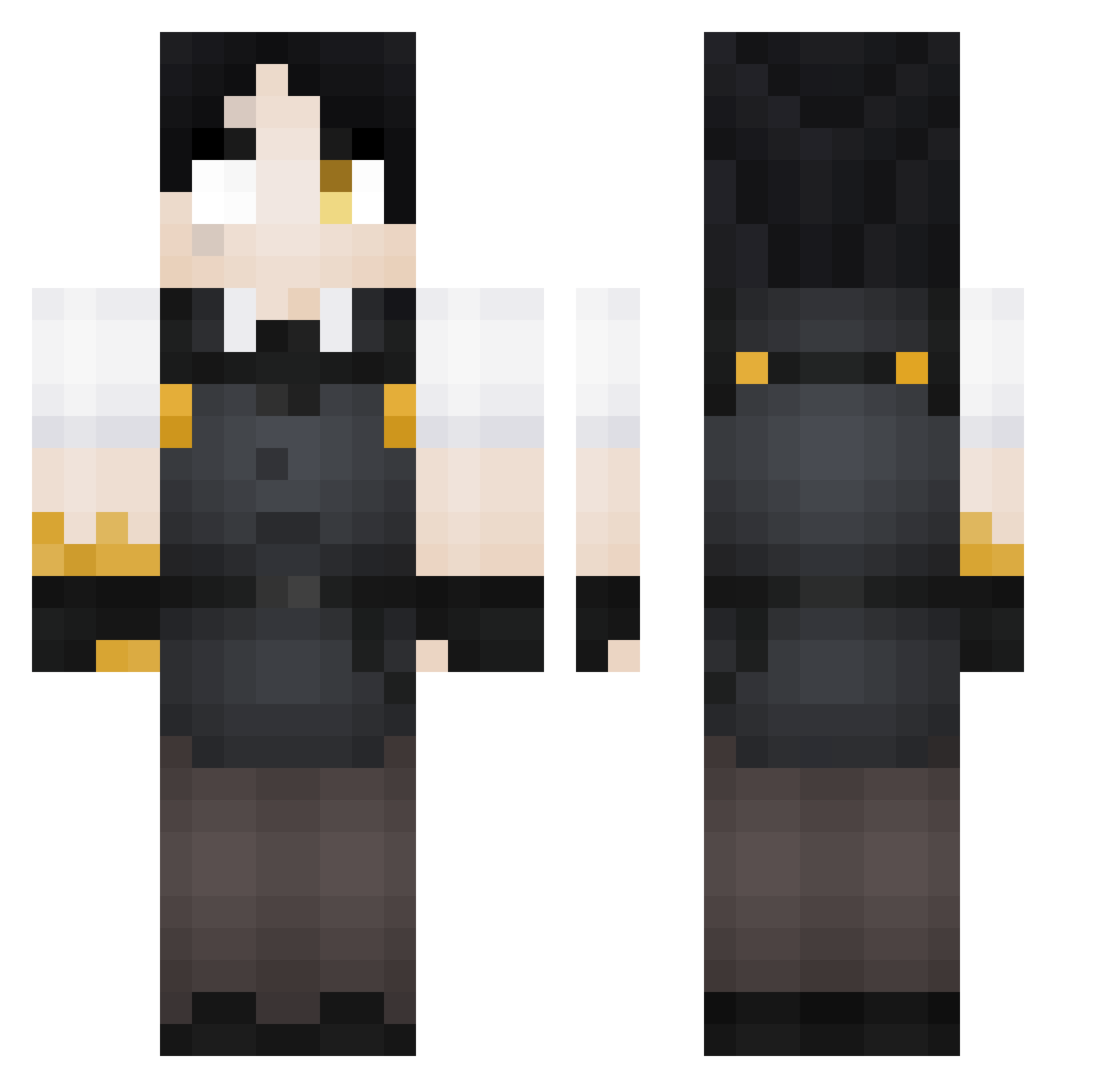 Saltwork Minecraft skin, front and back view