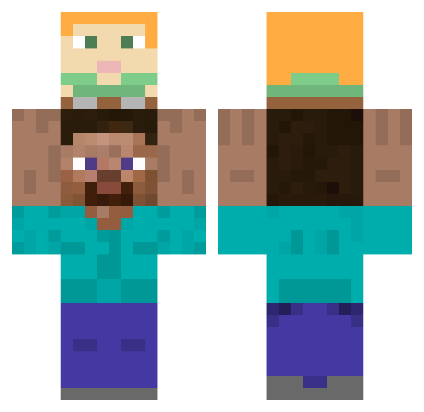 Palowry Minecraft skin, front and back view