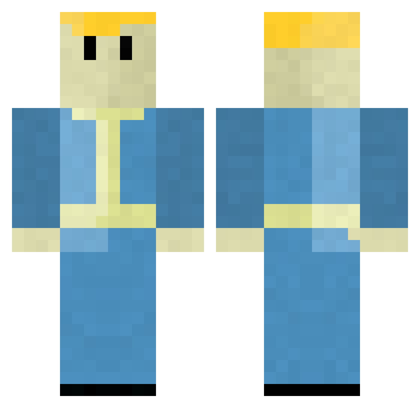 pearleyes Minecraft skin, front and back view