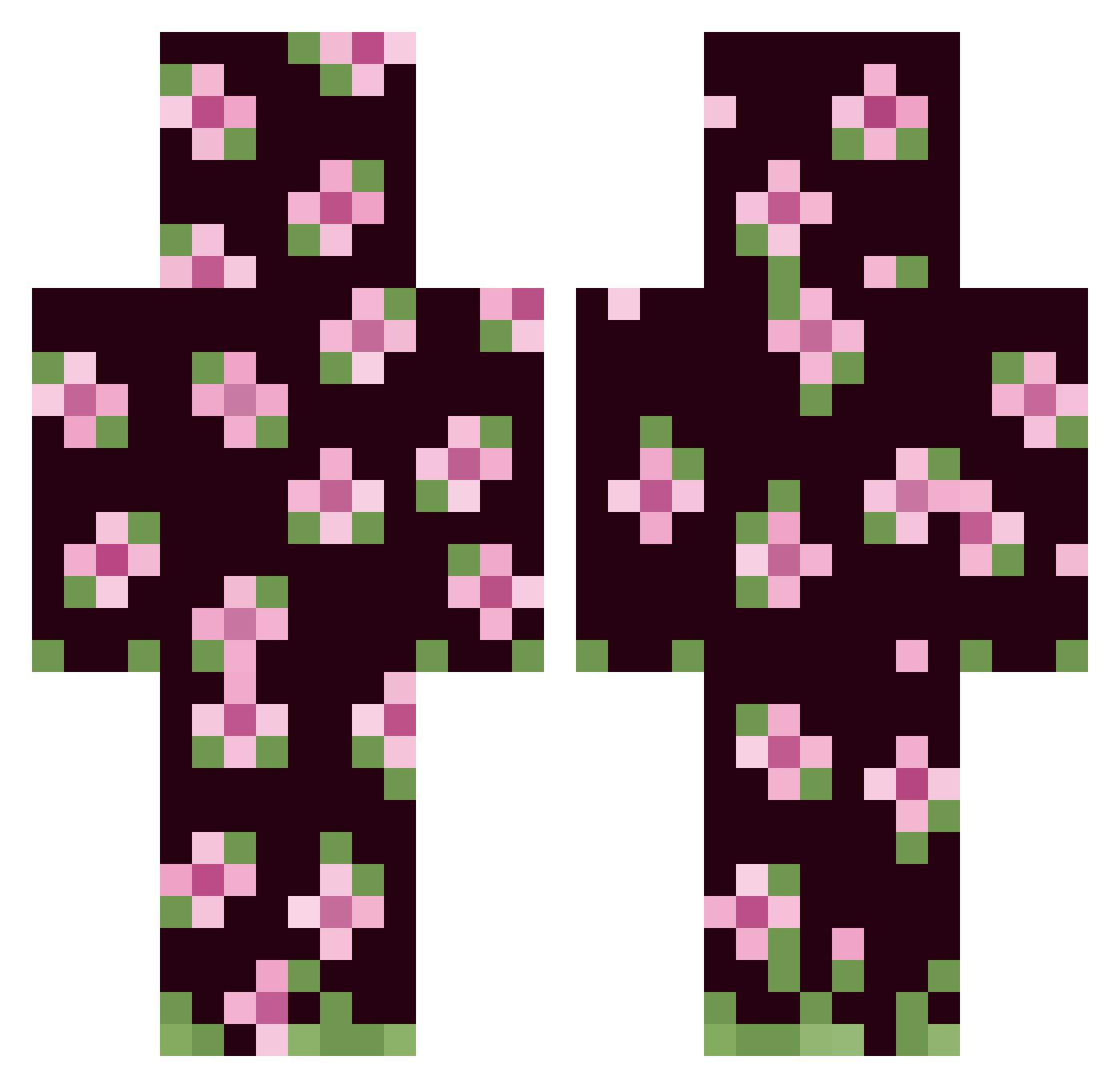 phloxPT Minecraft skin, front and back view