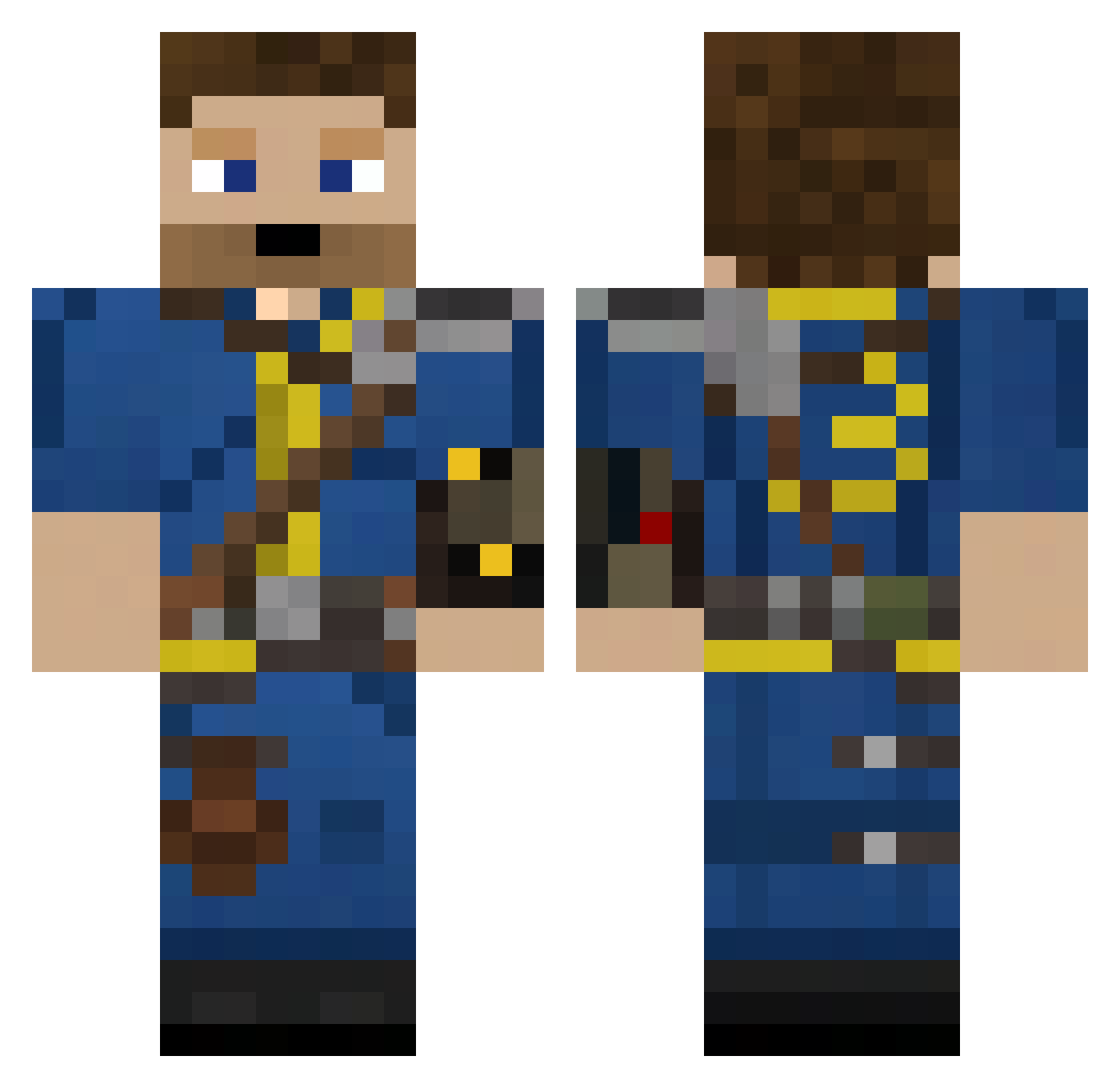 AUserName1233333 Minecraft skin, front and back view