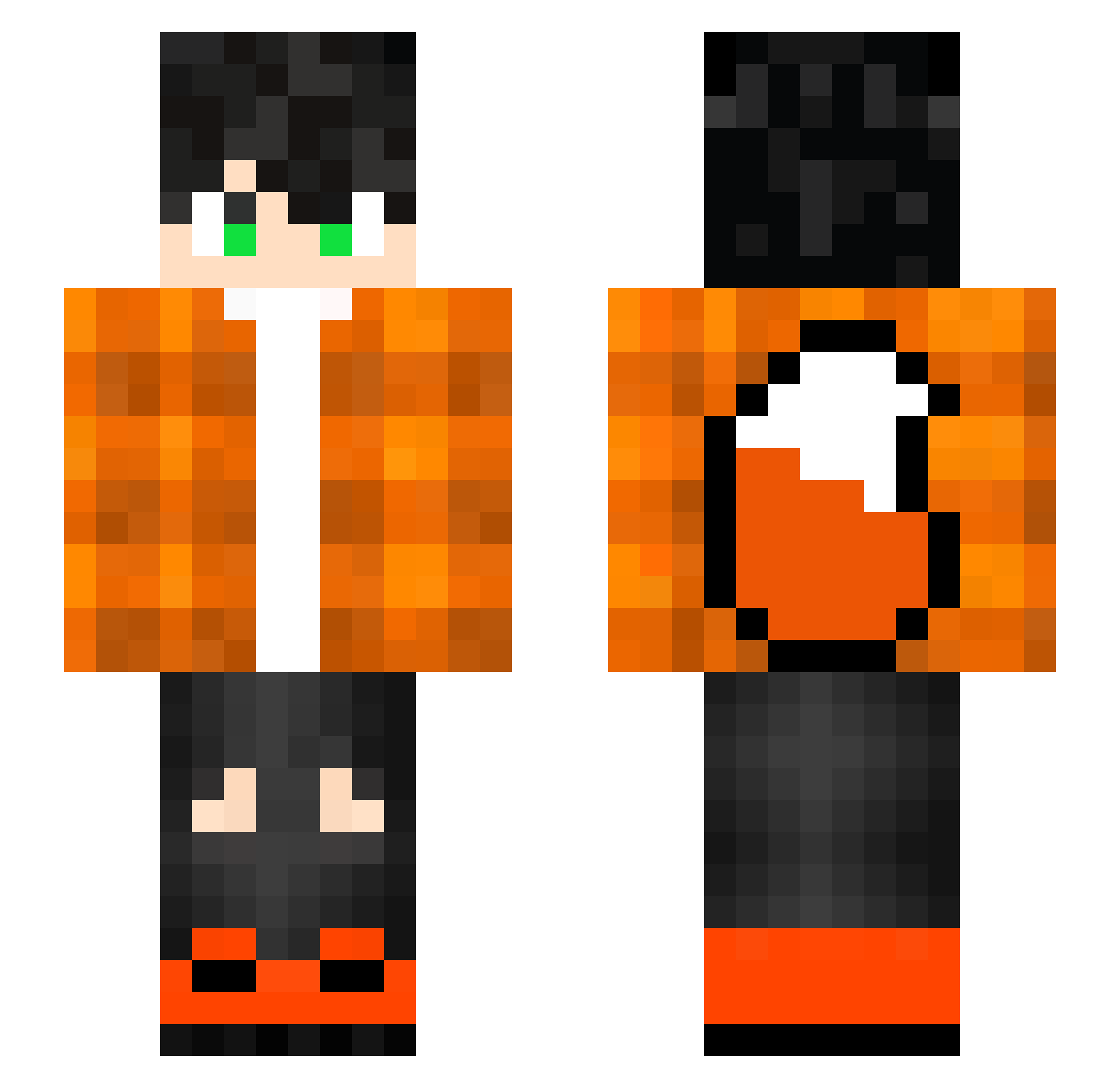 FlixliFox Minecraft skin, front and back view