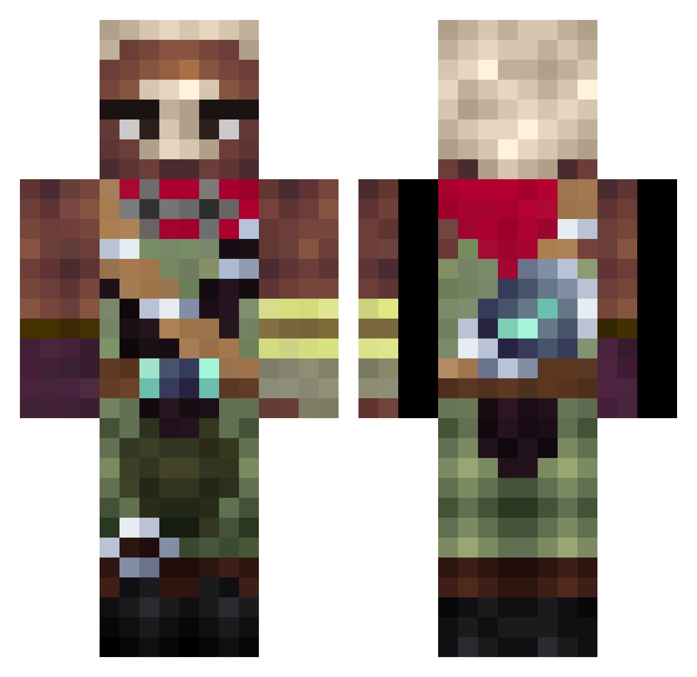 birdmama Minecraft skin, front and back view